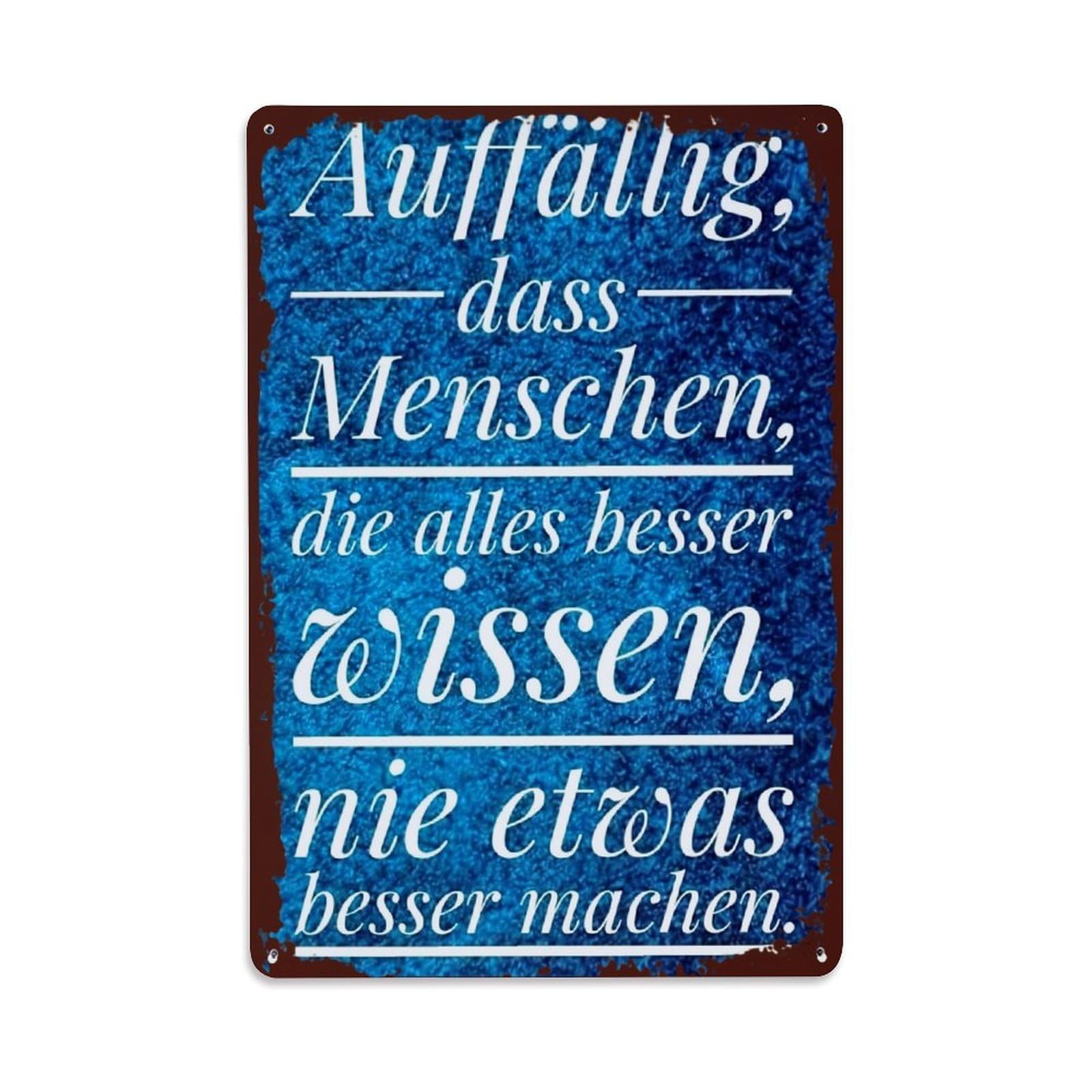 Blue Textured Background With White German Quote Tin Sign Metal Poster Vintage Metal Signs for Home Man Cave Bar Cafe Kitchen laundry room Wall Decorations Gift 8x12Inch