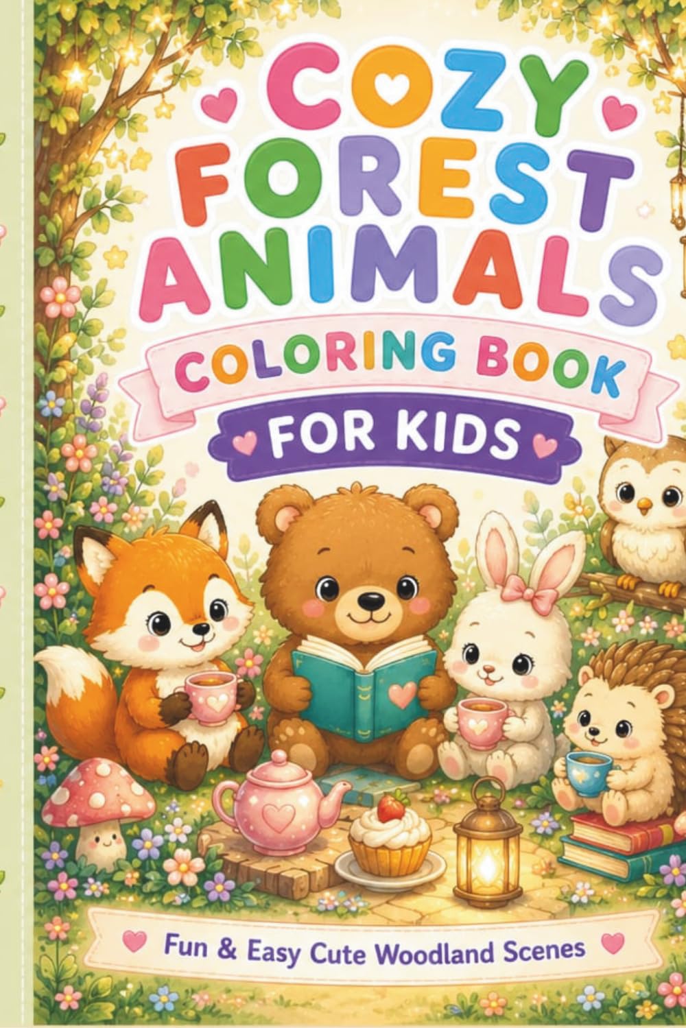 Cozy Forest Animals Coloring Book for Kids: Fun & Easy Cute Woodland Friends for Kids Ages 3-8