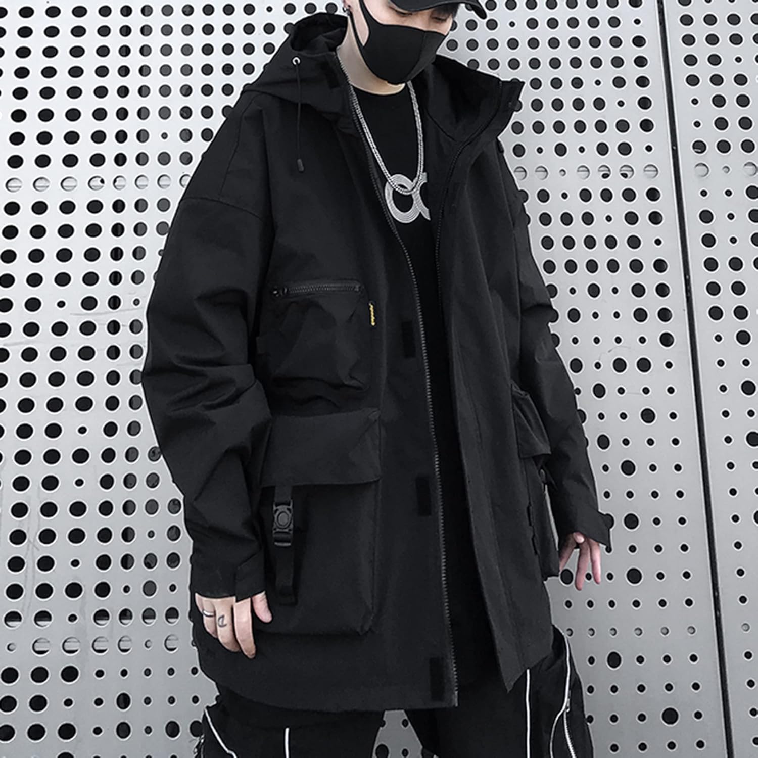 Casual Techwear Gothic Clothes Cyberpunk Jacket Windbreaker Streetwear Jackets Zipper Tactical Hooded for Men - Image 2