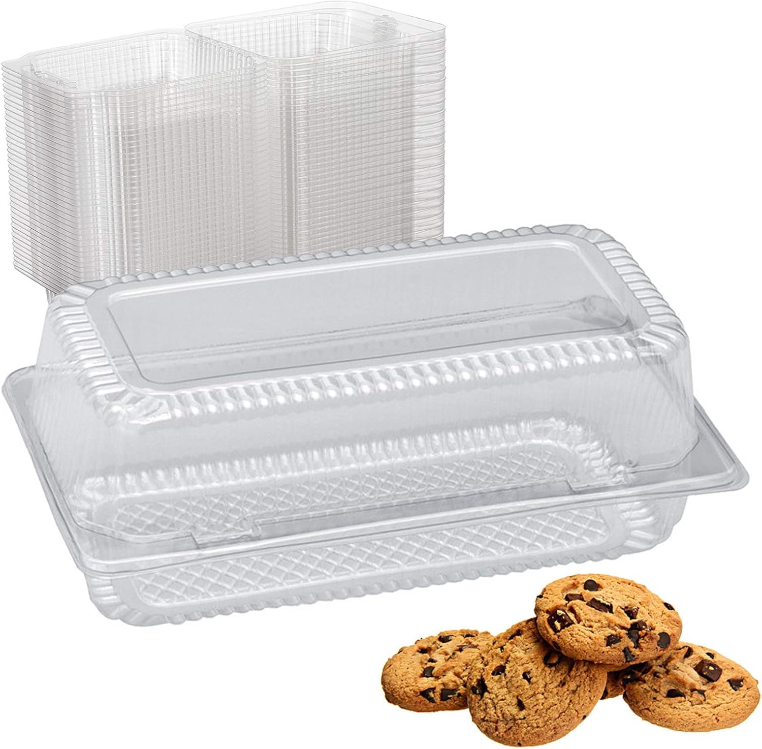 Caja desechable de plástico de 100 Piezas, Recipiente Transparente para Comida para Llevar con Tapas, recipientes para Comida para Llevar, Pasteles, Muffins, pastelería, Caja con bisagras pa