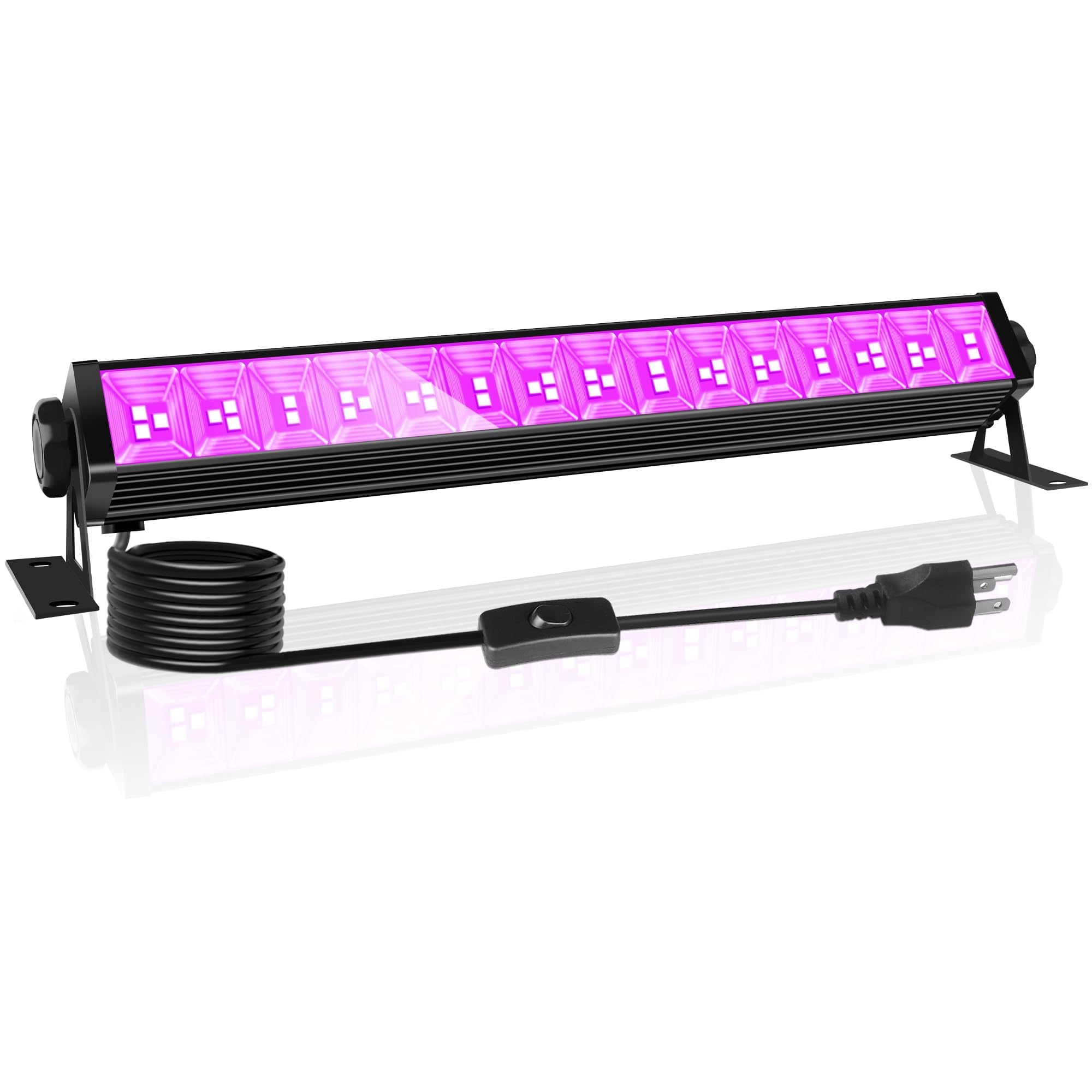 Upgraded 42W LED Black Light Bar, Blacklight Flood Light with Plug+Switch+5.9ft Cord, Light Up 24x24ft Area, for Halloween Glow Fluorescent Party Bedroom Game Room Body Paint Stage Lighting