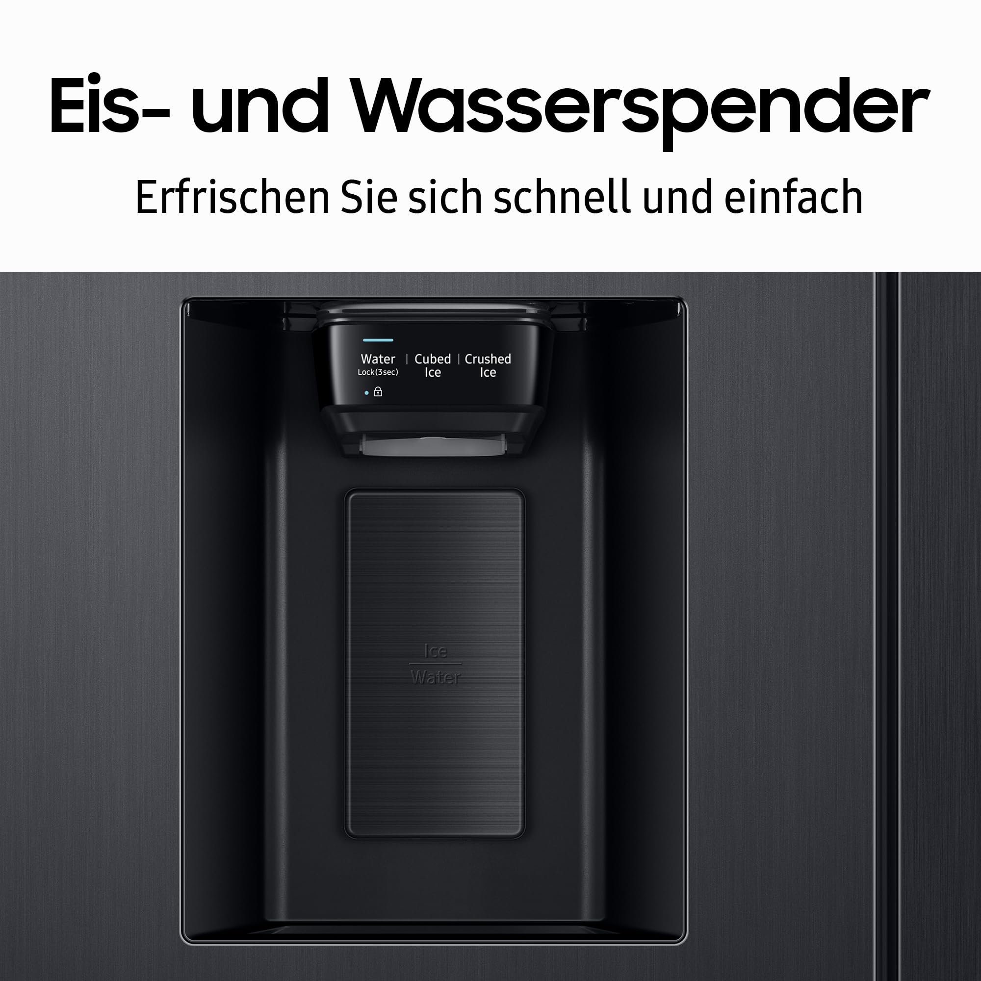 Samsung Side-by-Side-Kühlschrank mit Gefrierfach, 178 cm, 634 l Gesamtvolumen, 225 l Gefrierteil, AI Energy Mode, Wasser- und Eisspender, Frischwasseranschluss, Edelstahl-Look, RS6GCG885DS9EG