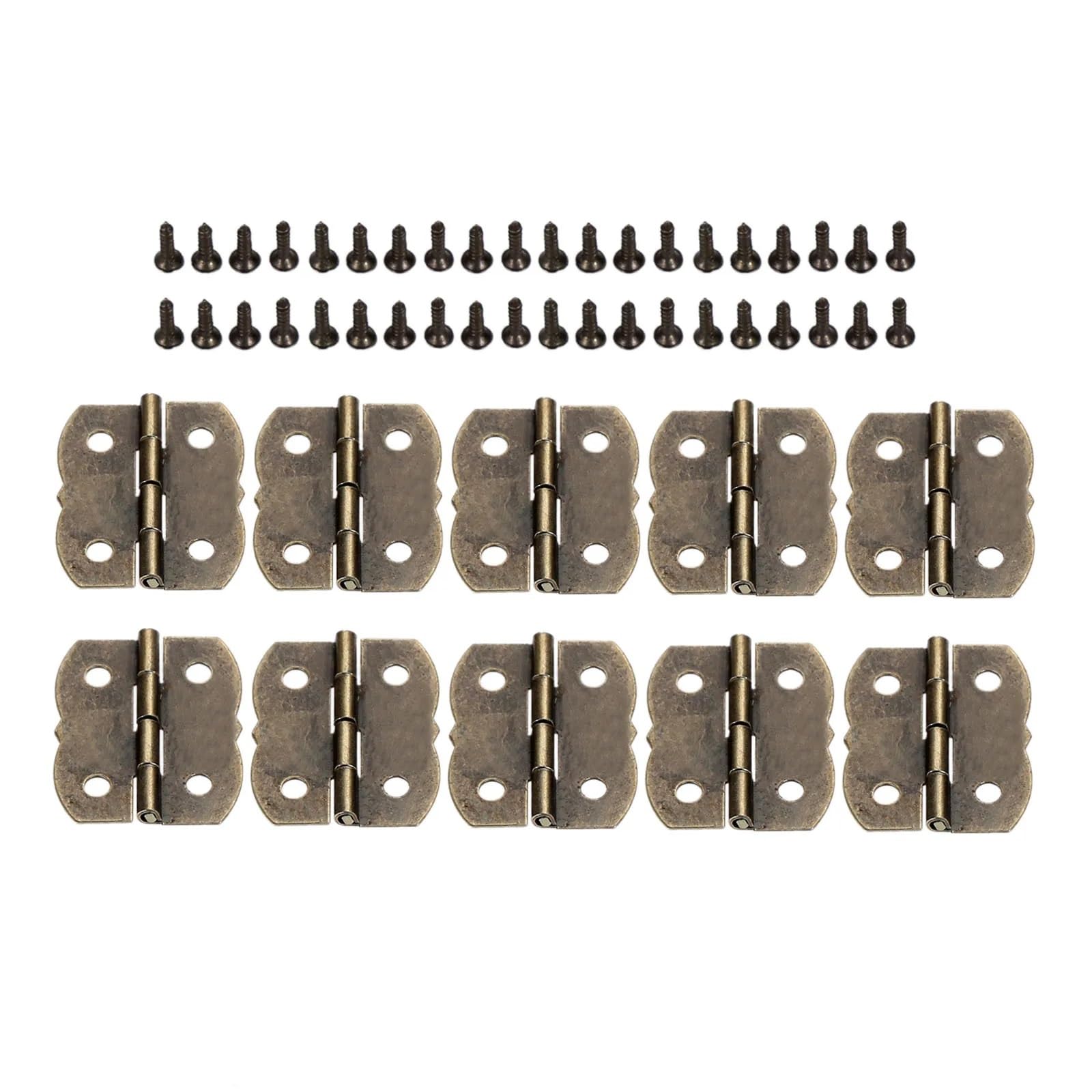 10Pcs Hinges with Screws 4 Holes Cabinet Door Hinges(Antique Bronze)