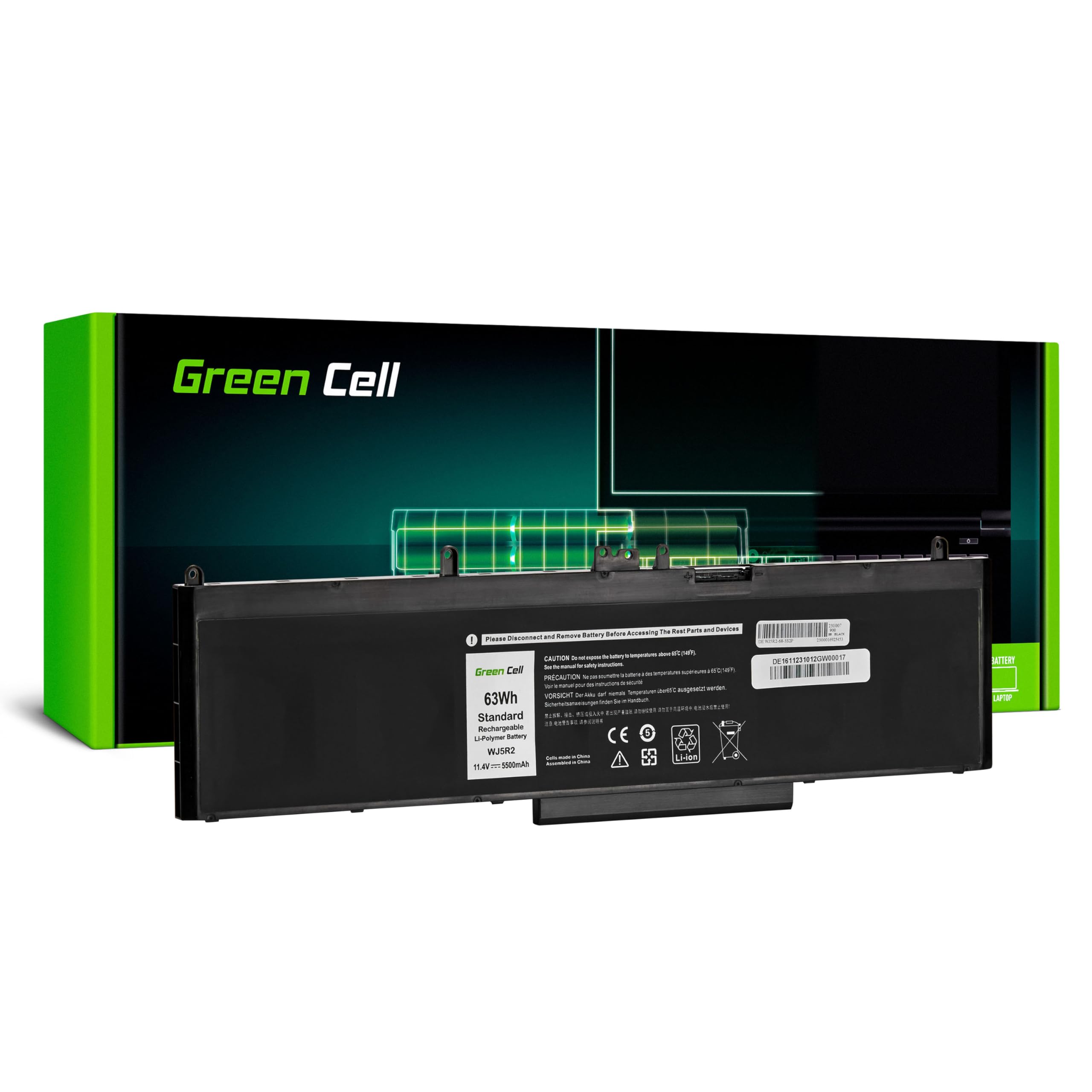 Green Cell Bateria 04F5YV 4F5YV WJ5R2 do Laptopa Dell (5500mAh 11.4V Czarny)