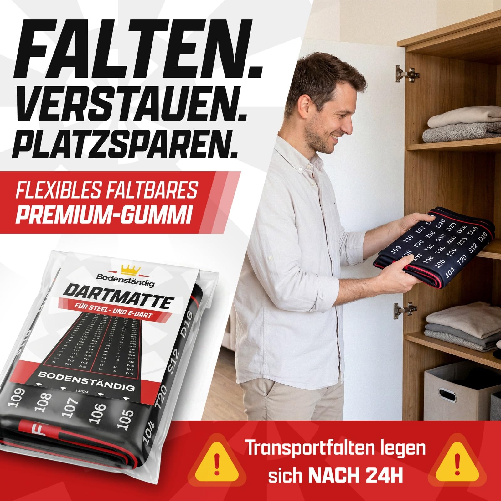 Bodenständig Tapis de lancer pour fléchettes avec ligne de lancer, barre de points et protection