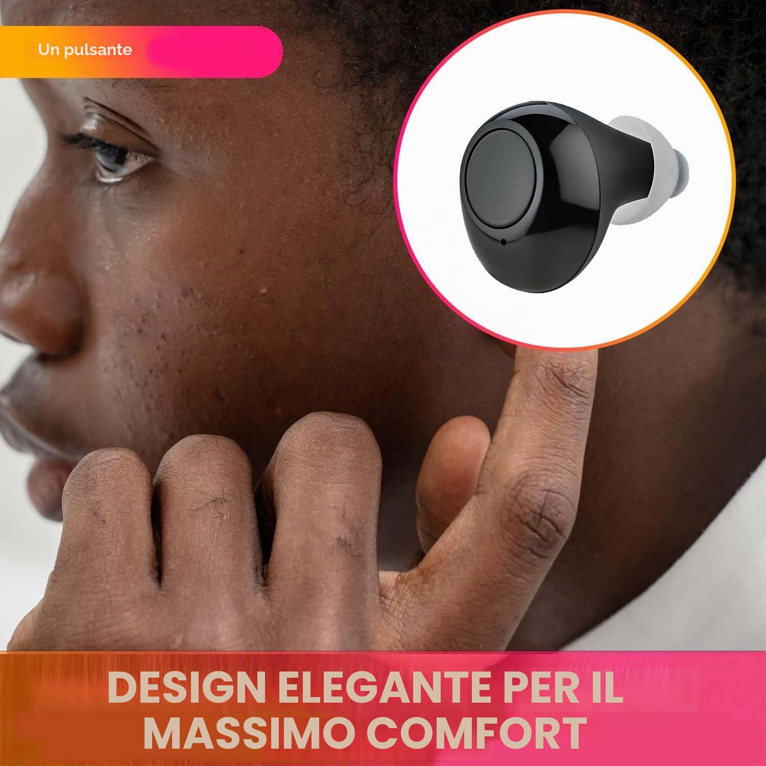 MEDca Premium Dispositivo audio personale nell'orecchio di nuova generazione con riduzione del rumore Set da 2 pezzi ITE ricaricabile, custodia di ricarica portatile Sound Assist per adulti e anziani