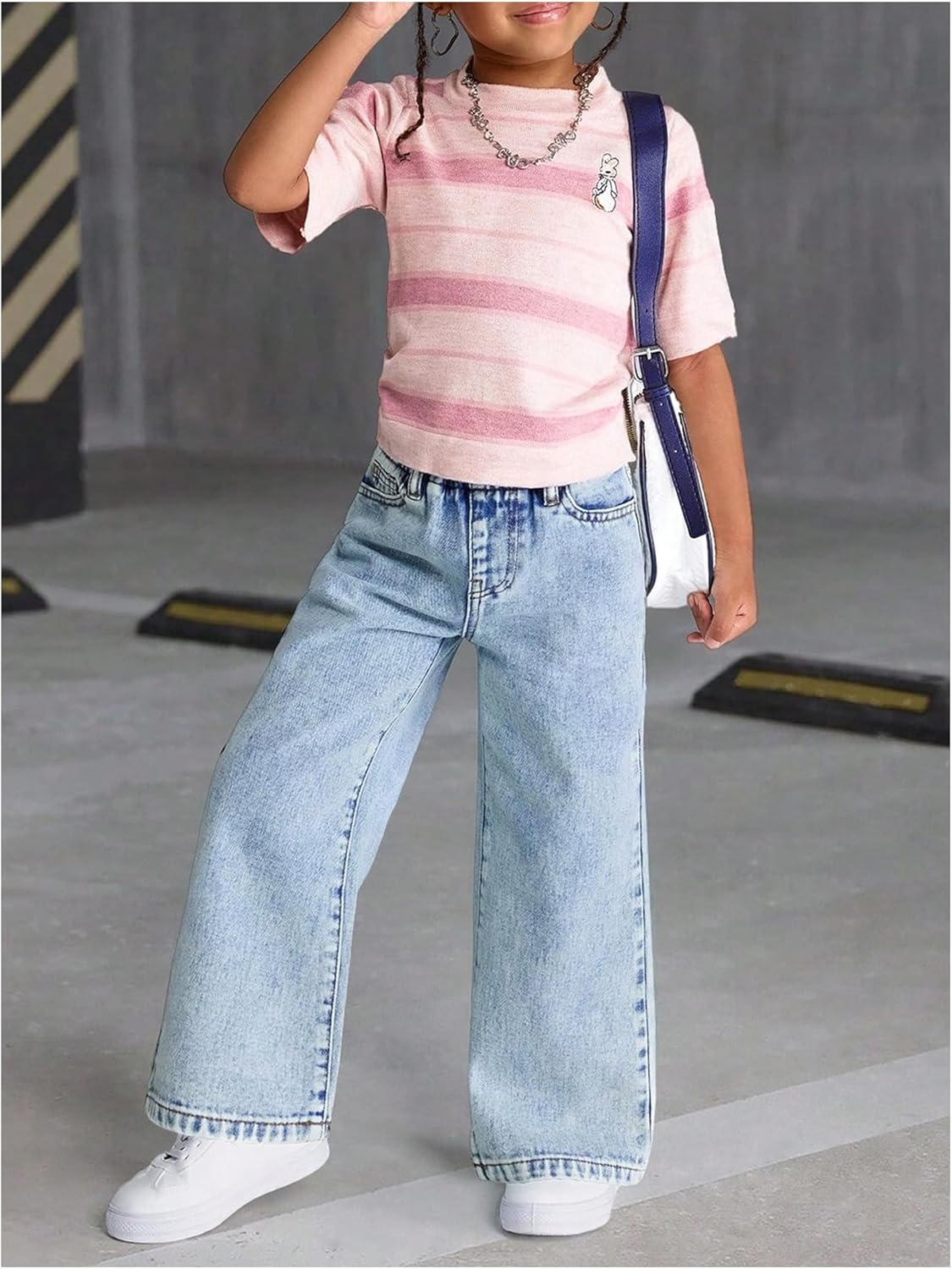 WDIRARA Toddler Girl's High Waisted Straight Leg Jeans Baggy Denim Pants - Image 6