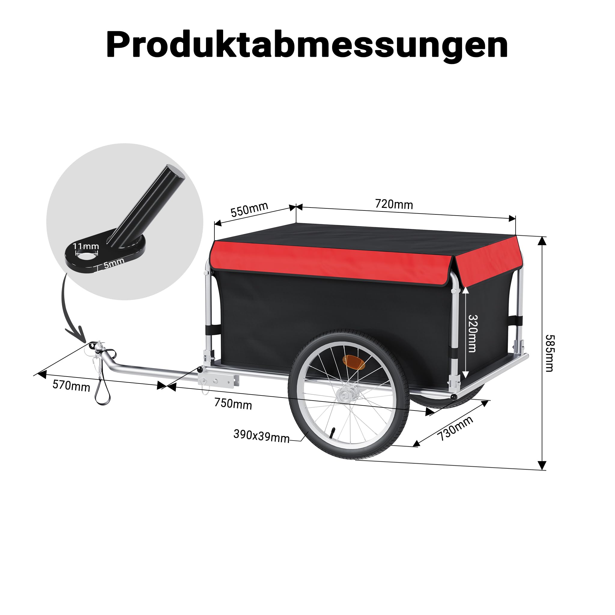 Wiltec Fahrrad Lastenanhänger 135x60x58 cm bis 65 kg, Fahrradanhänger mit Deichsel klappbar & Schnellkupplung für Einkäufe, Urlaub, Radtouren Sport & Freizeit