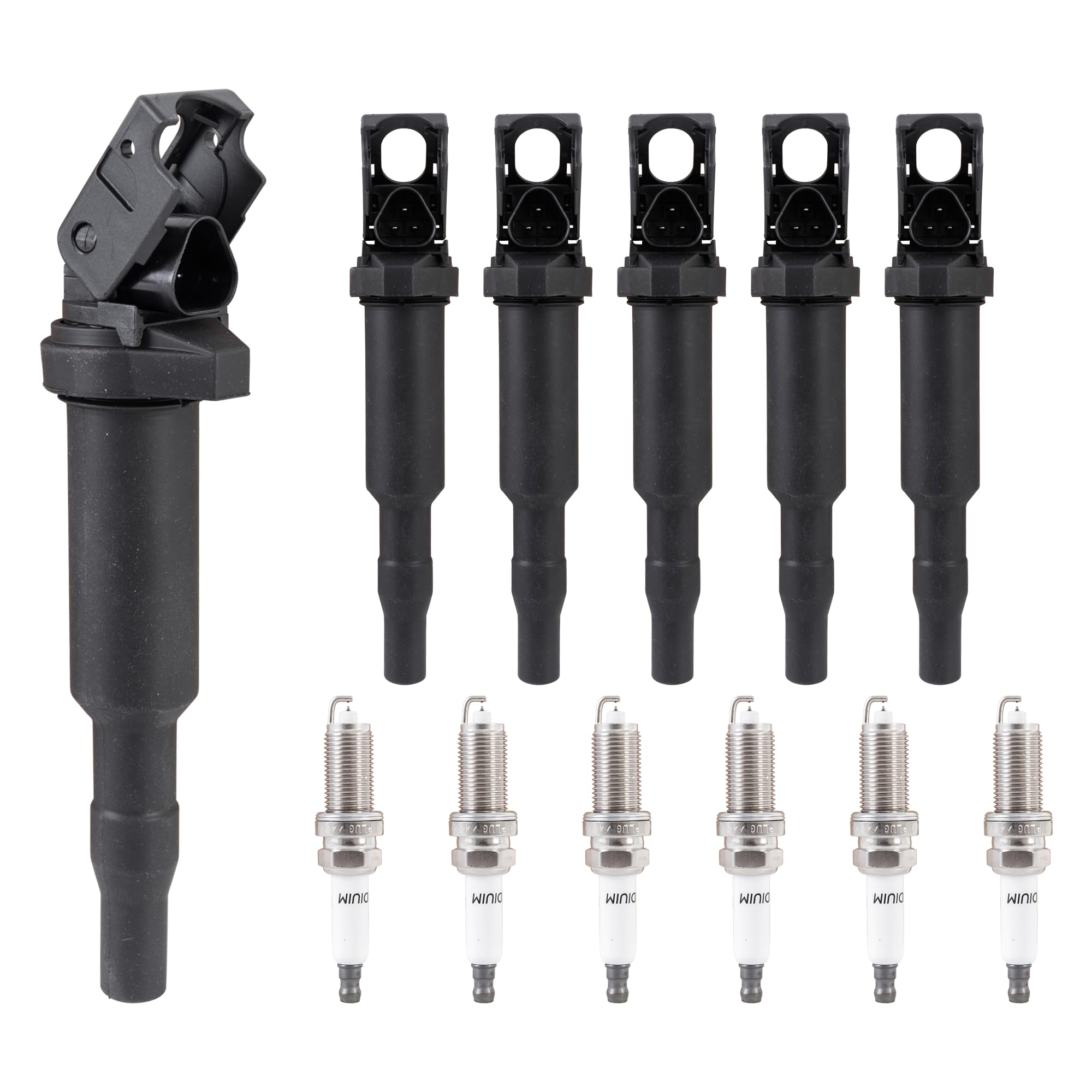 KUIPERAUTO Set of 6 Ignition Coils and Spark Plugs set Compatible for BMW 128i 328i 330i 528i 530i X3 X5 X6 M5 M6 Z4 Mini Cooper 0221504470 UF592