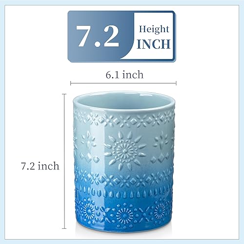 Miniatura 2 de LOVECASA Soporte para utensilios de cocina extra grande, 7.2 pulgadas, de cerámica, para decoración de cocina, encimera con base pesada y