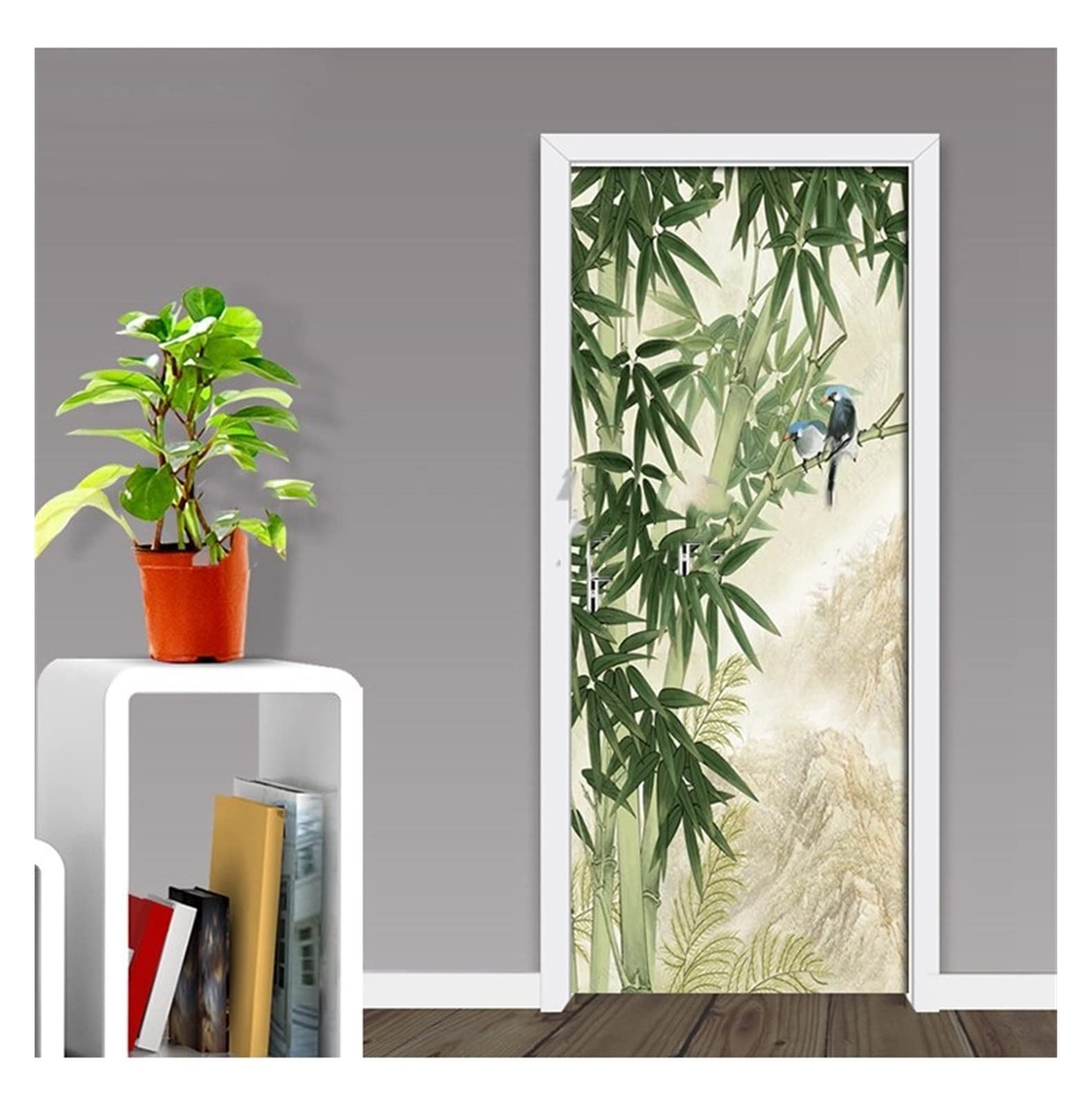Papier peint de porte autocollant forêt de bambou 3D pour sticker salon
