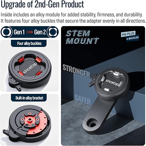 Miniatura 5 de sincetop Soporte de teléfono para bicicleta, soporte para teléfono con tapa de vástago de bicicleta de montaña, abrazadera universal de aluminio