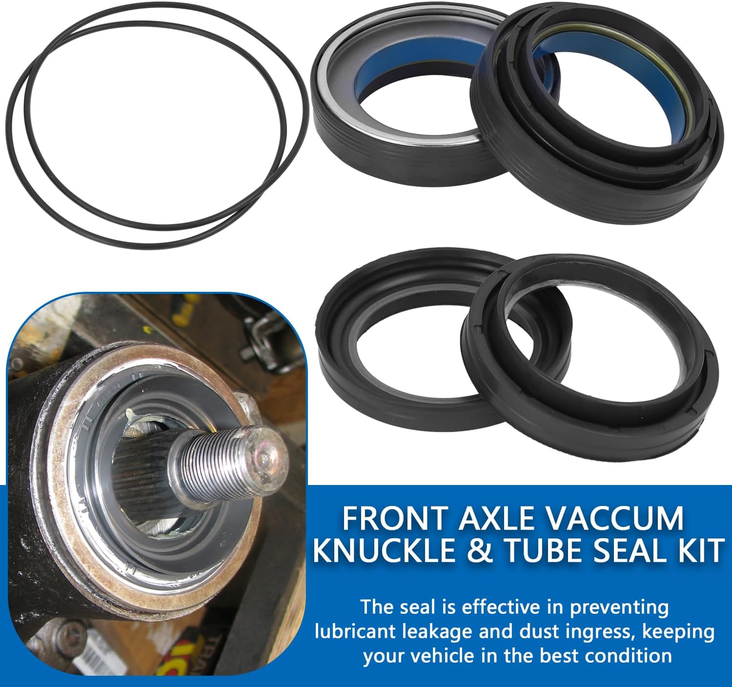 Front Axle Vacuum Knuckle & Tube Seal Kit Compatible with Ford 1998-2004 F250 F350 F450 F550 Super Duty Dana 50 Dana 60, Replaces# 50491 50381 41784-2