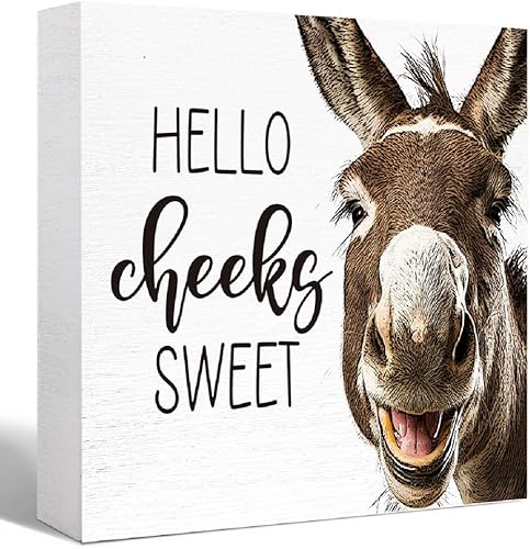 Miniatura 10 de SJNH Divertido letrero de madera de vaca para estante de baño, inodoro, baño, decoración de escritorio de mesa para el hogar, letrero de caja