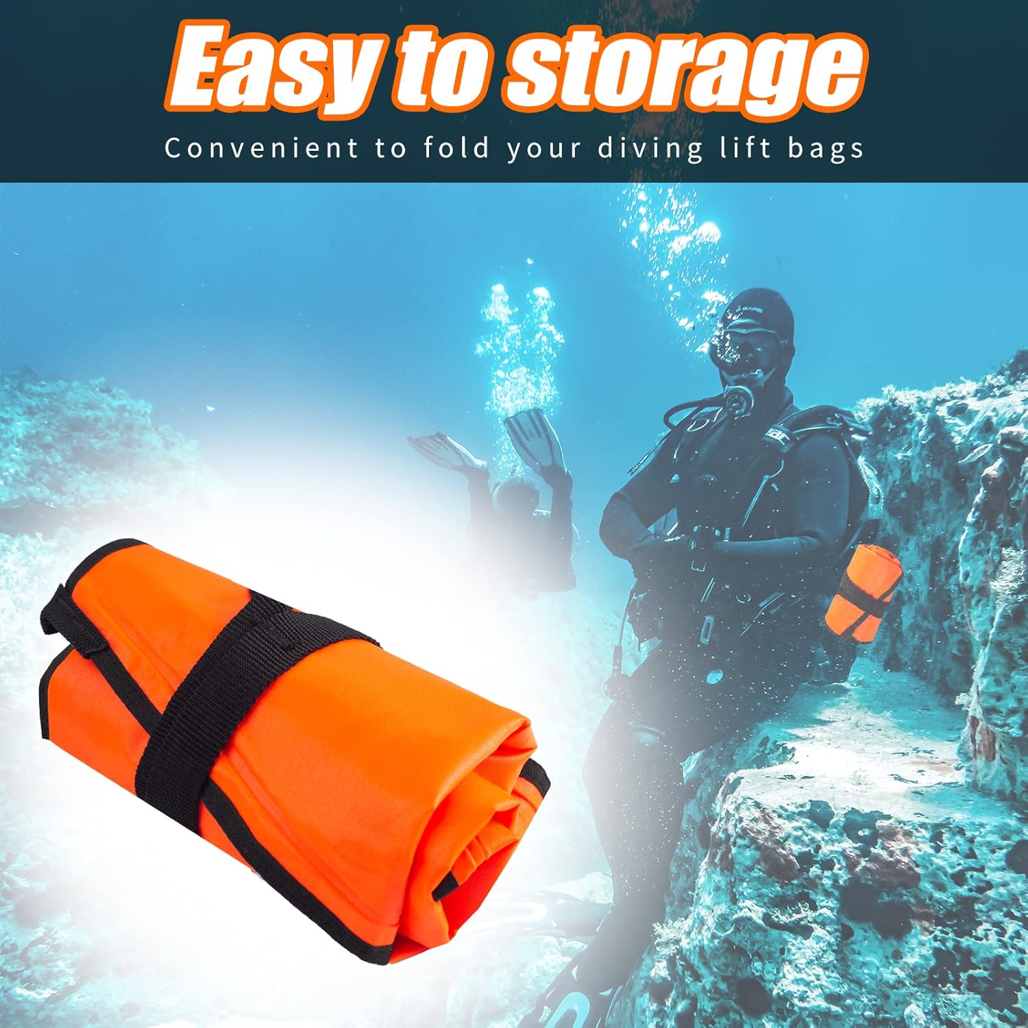 Scuba Lift Bag, 70lb Diving Lifting Bag Over Pressure Valve, High Visibility Salvage Bag with Open Bottom, Reflective Strip, Nylon Webbing and D Ring for Underwater Scuba Dive Snorkeling