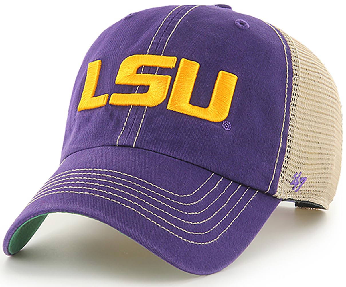 47 NCAA Trawler Primary Logo Team Color Mesh Trucker Clean Up Adjustable Hat, Adult One Size Fits All, LSU Tigers, One Size — image 1