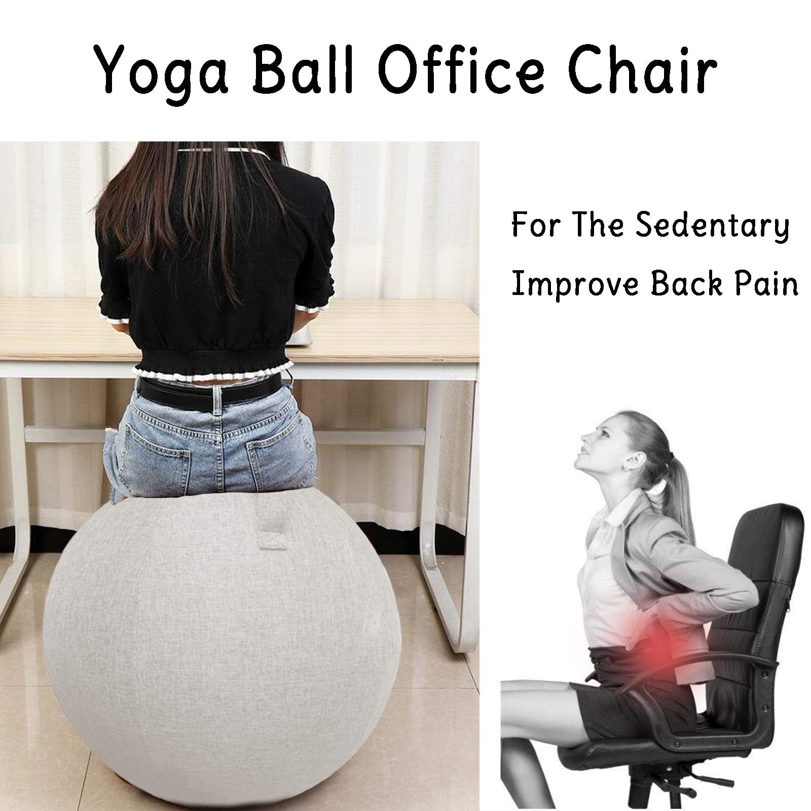 Sitzball Für Aktives Sitzen, Ergonomische Alternative Zum Schreibtischstuhl, Inkl Stoffbezug, Innenball, Inkl. Handluftpumpe Bürostuhl Alternative Für Zuhause & Büro,003,75cm
