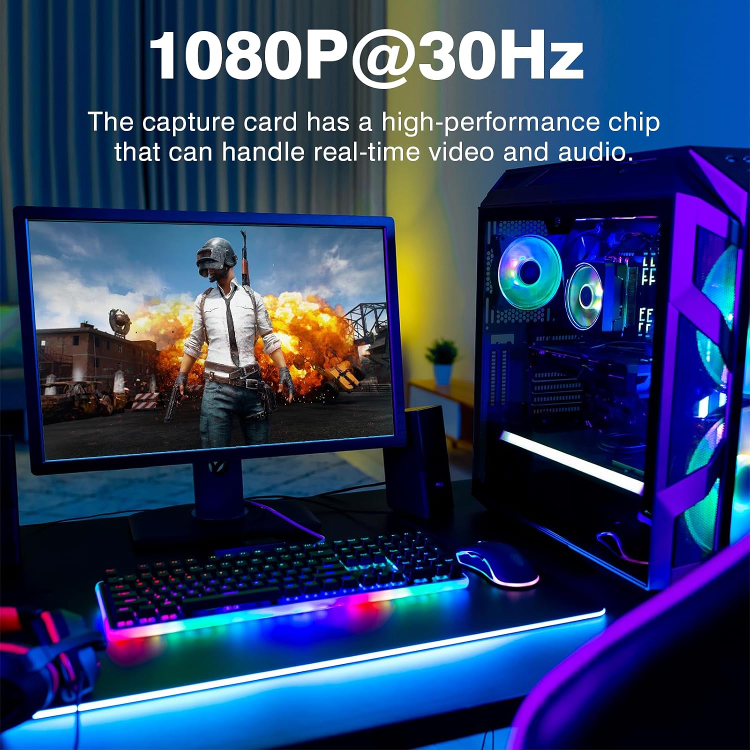 Computer screen displaying captured video at 1080P@30Hz