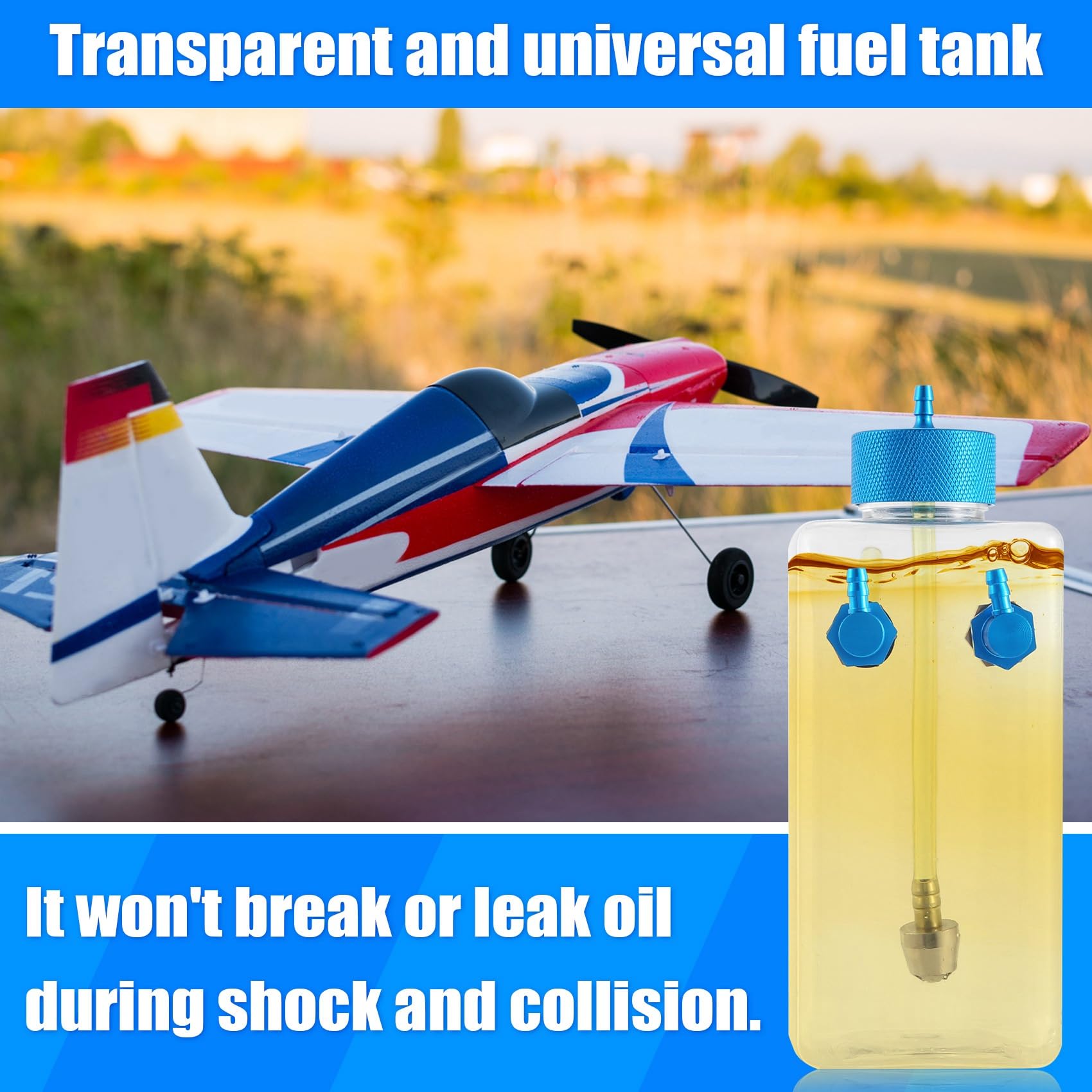 Kraftstofftank Benzin Transparente Kunststoffflasche 400CC CNC für RC Gas und Nitro Flugzeug
