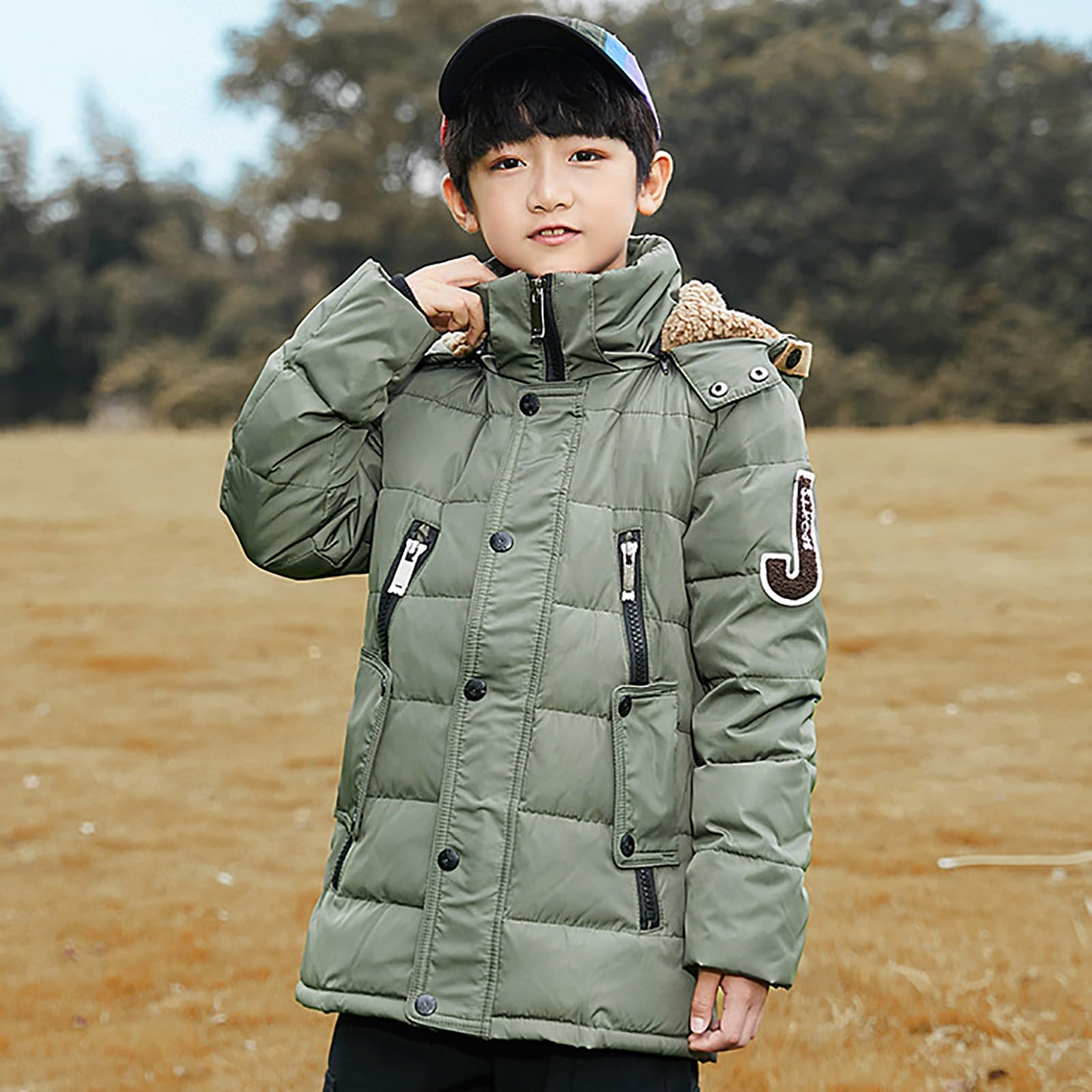 Abrigos de invierno para niños, chaqueta acolchada con forro polar para niños, forro pesado y esponjoso, con capucha, abrigo parka resistente al viento, grueso, con cremallera, casual, para la escuela