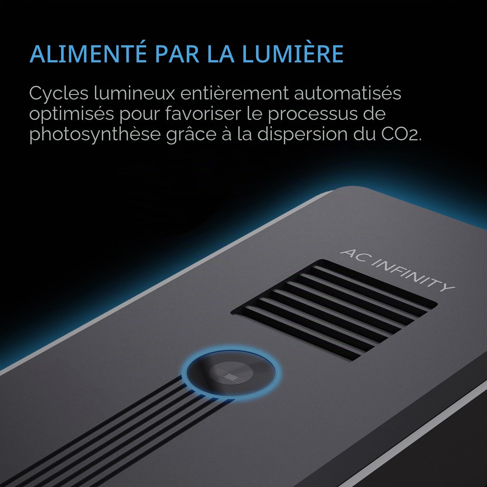 AC Infinity Capteur de CO2 + de lumière, capteur environnemental, aide dynamiquement le suivi des données de CO2 AI+ pour les jardins, les tentes de culture, les espaces de culture, avec ventilateur