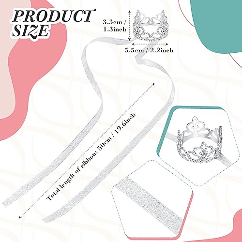 Miniatura 3 de Juego de 2 piezas de corona de perro con diadema y tutú para perro, con diamantes de imitación de cristal, tiara, corona, falda tutú, vestido para