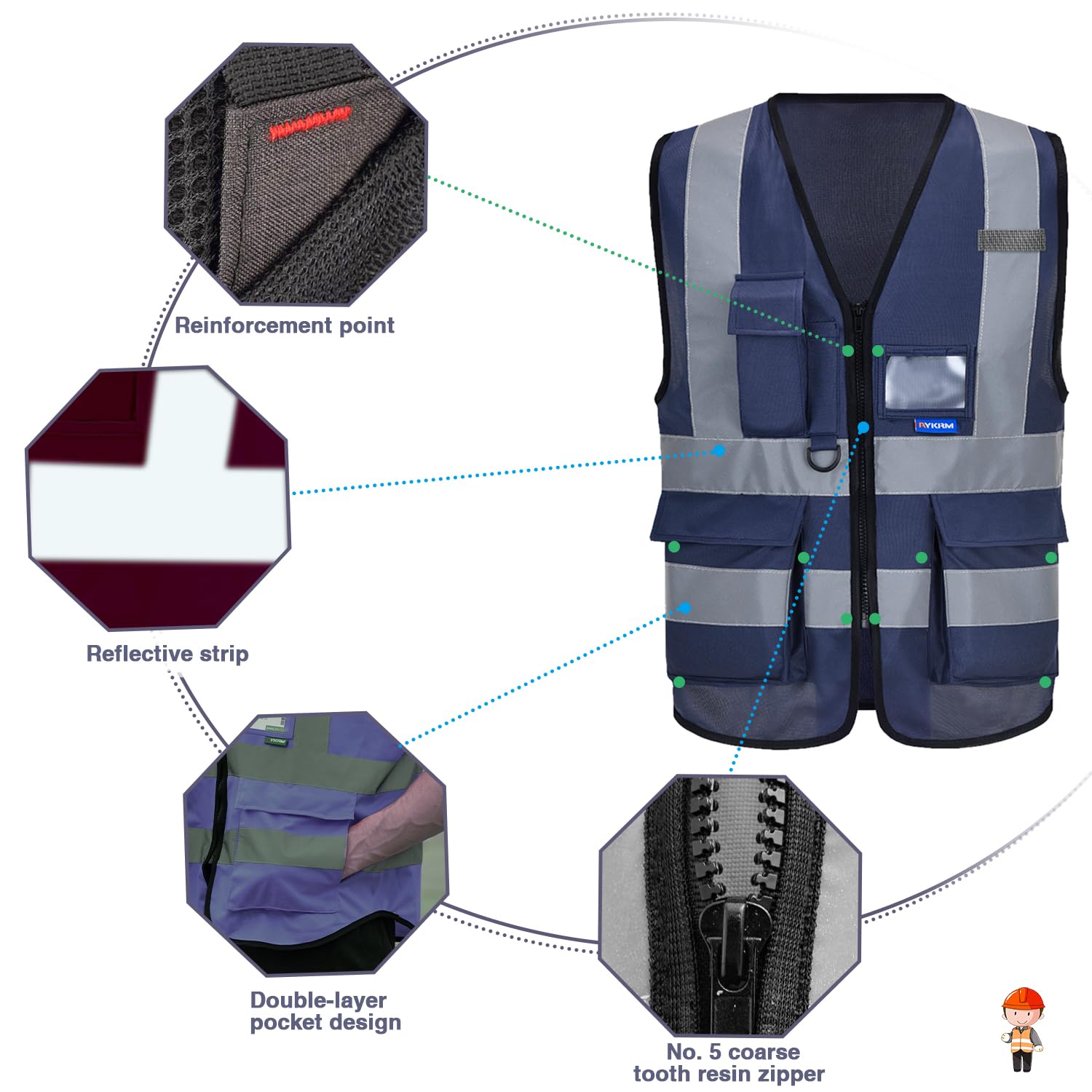 A-SAFETY Pink Safety Vests for Women,Working Safety Vest with Reflective Strips,Medium — view 76