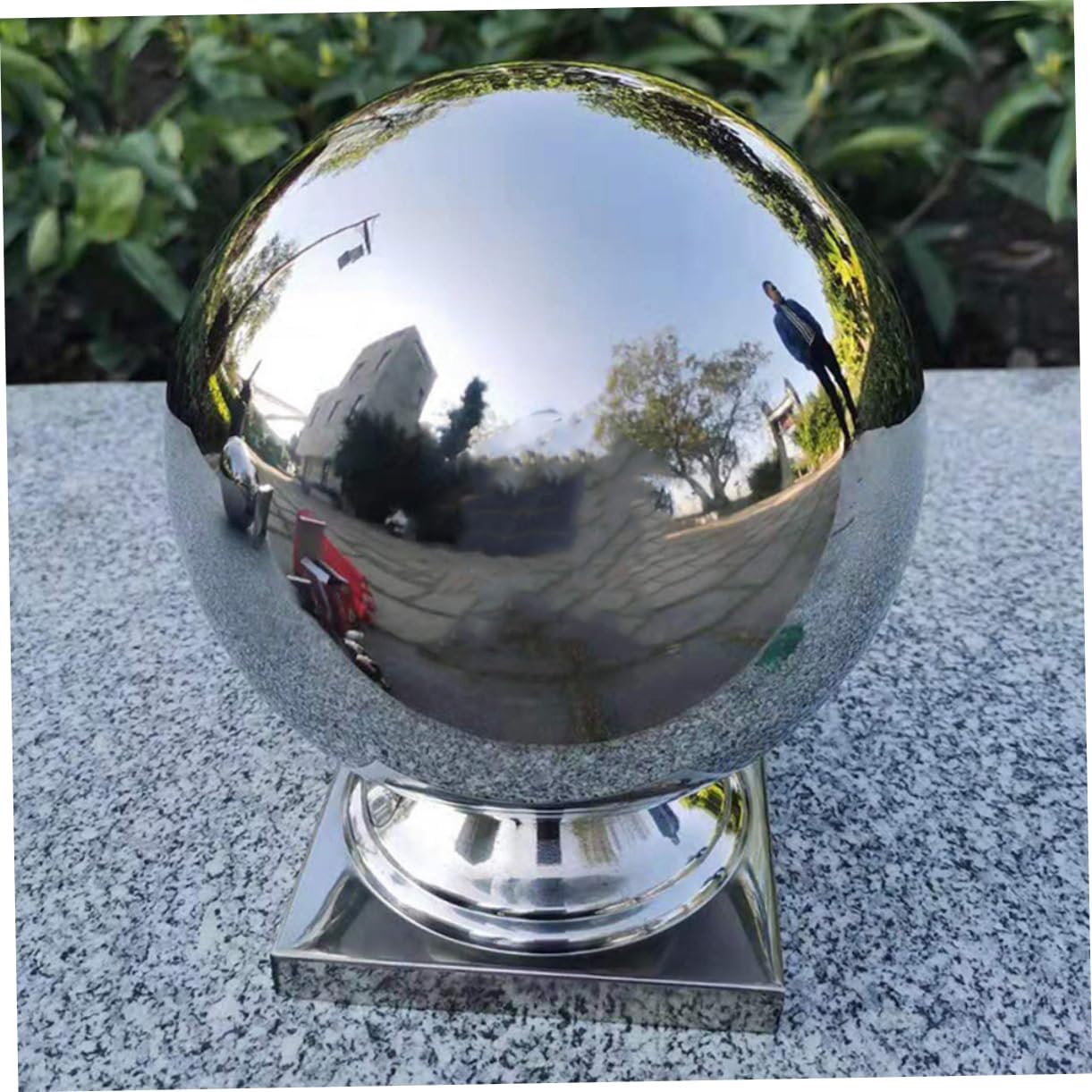 DULAI 3pcs Stainless Steel Decorative Balls Stainless Steel Gazing Ball Stainless Steel Balls Globe Mirrors Garden Ball Garden Gazing Stand with Base Float Metal Ball Reflective Ball