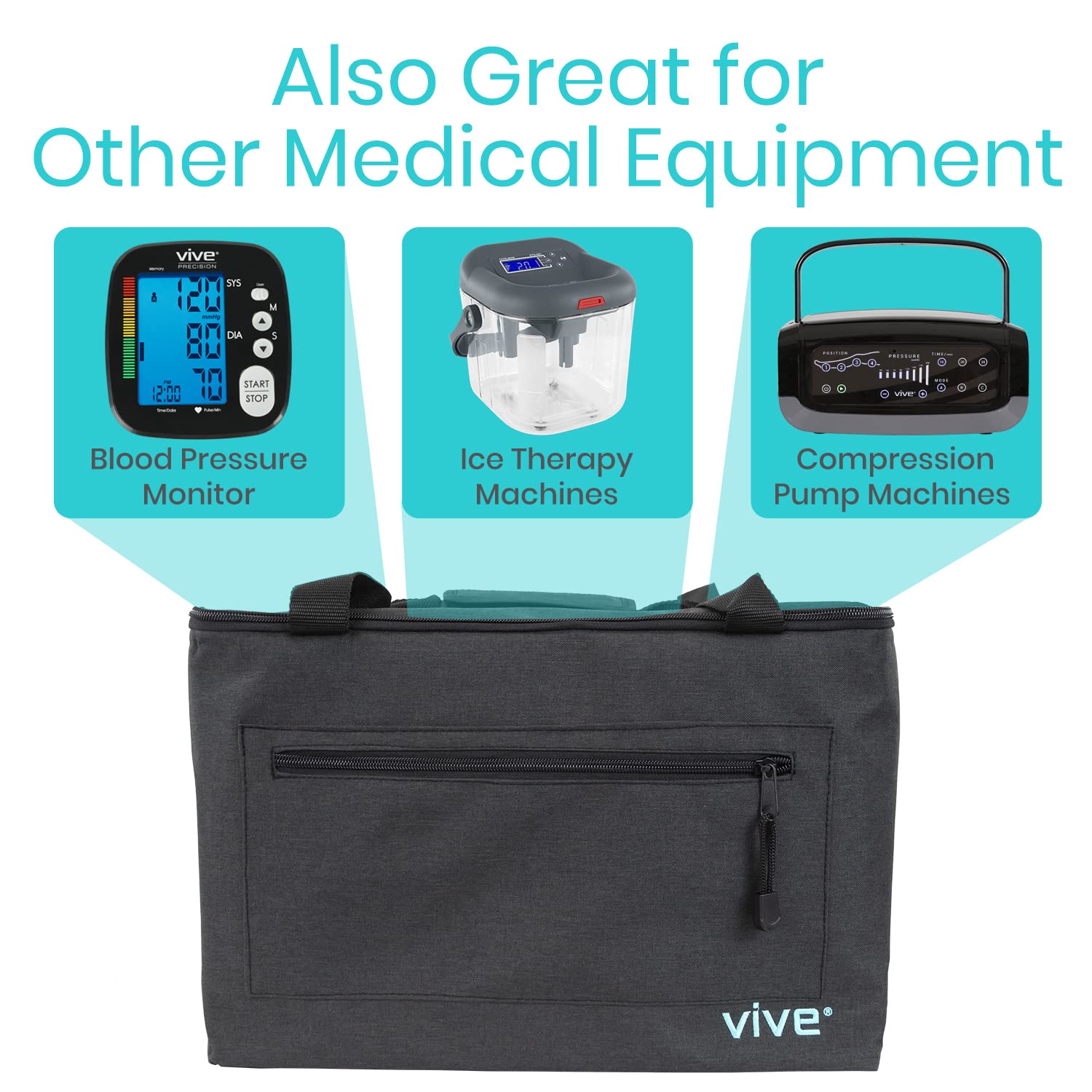 Vive Travel Bag for Ice Therapy Machine - Fits Polar Active, Ossur Cold Rush, Nehoo, More - Travel Storage for After Surgery