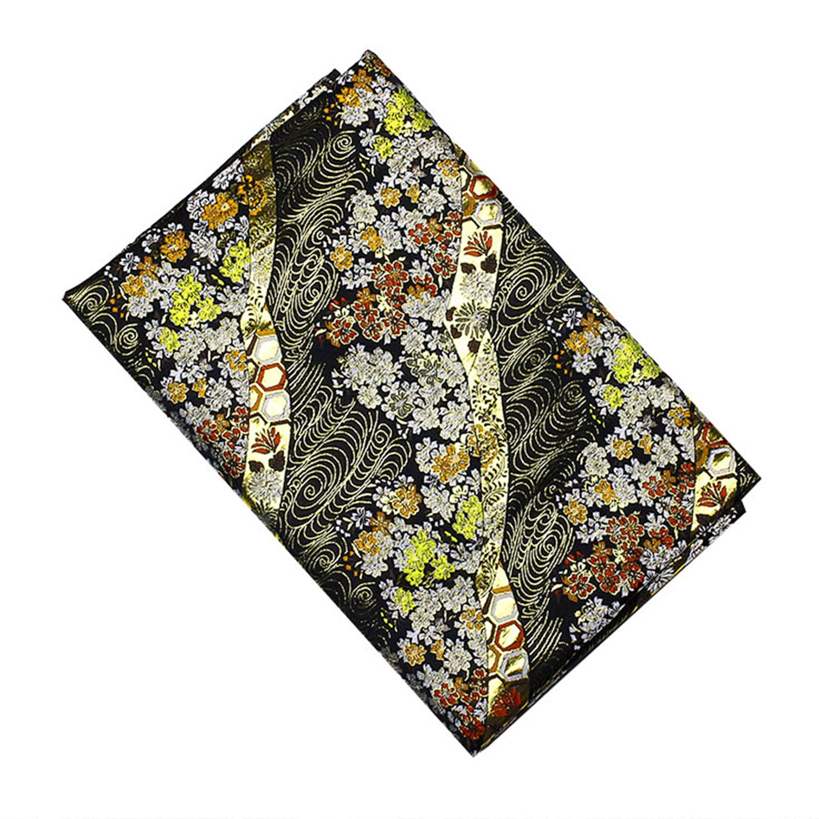 tkanina w kwiaty, Brokatowa satyna jedwabna kwiatowa tkanina do samodzielnego szycia, tkania złota piękna wykwintna tkana ręcznie robiona na paski 150X50cm, czerwona(Beige)