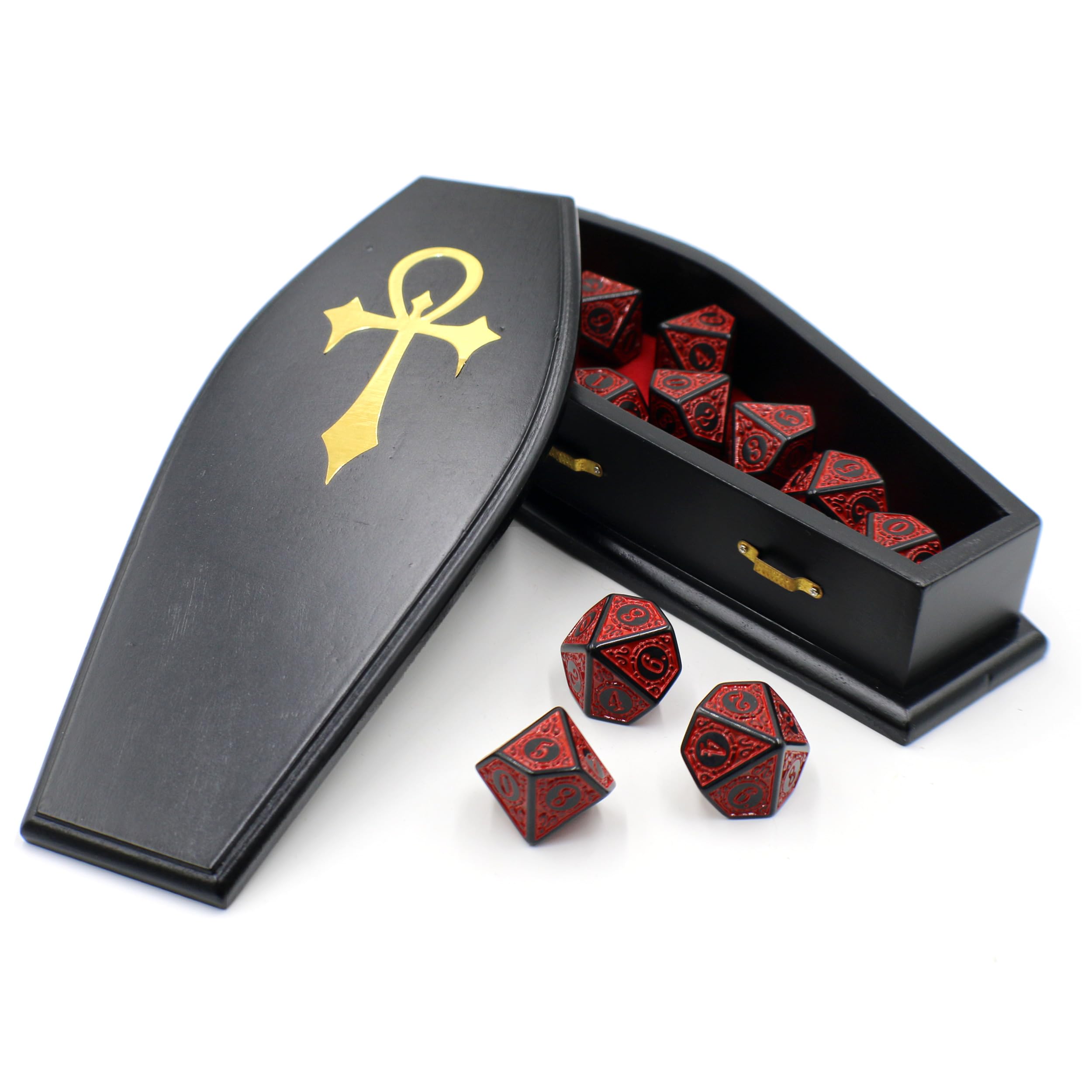 Coffin Dice Box for Vampire Role-Play Games with Matching Dice Set (Black)