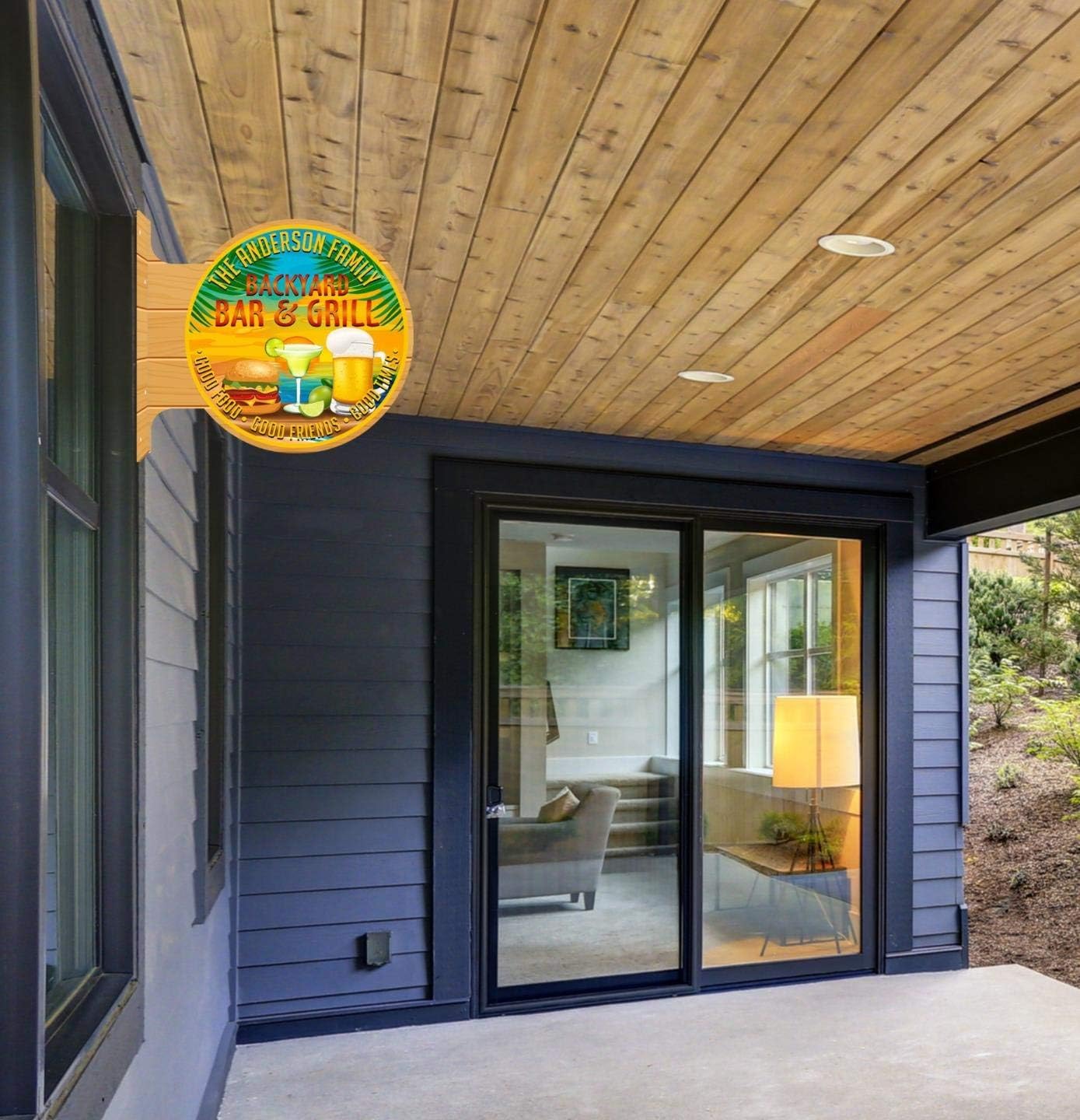 Backyard Bar & Grill Customized Double Sided Garage Patio Flange Sign