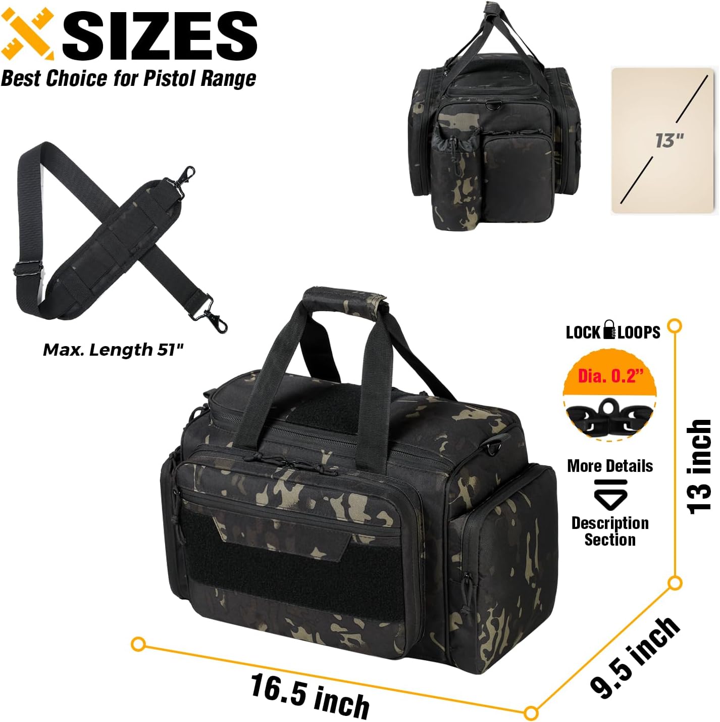Tactical Specilist Range Bag + Pistol Case (Black Camo)