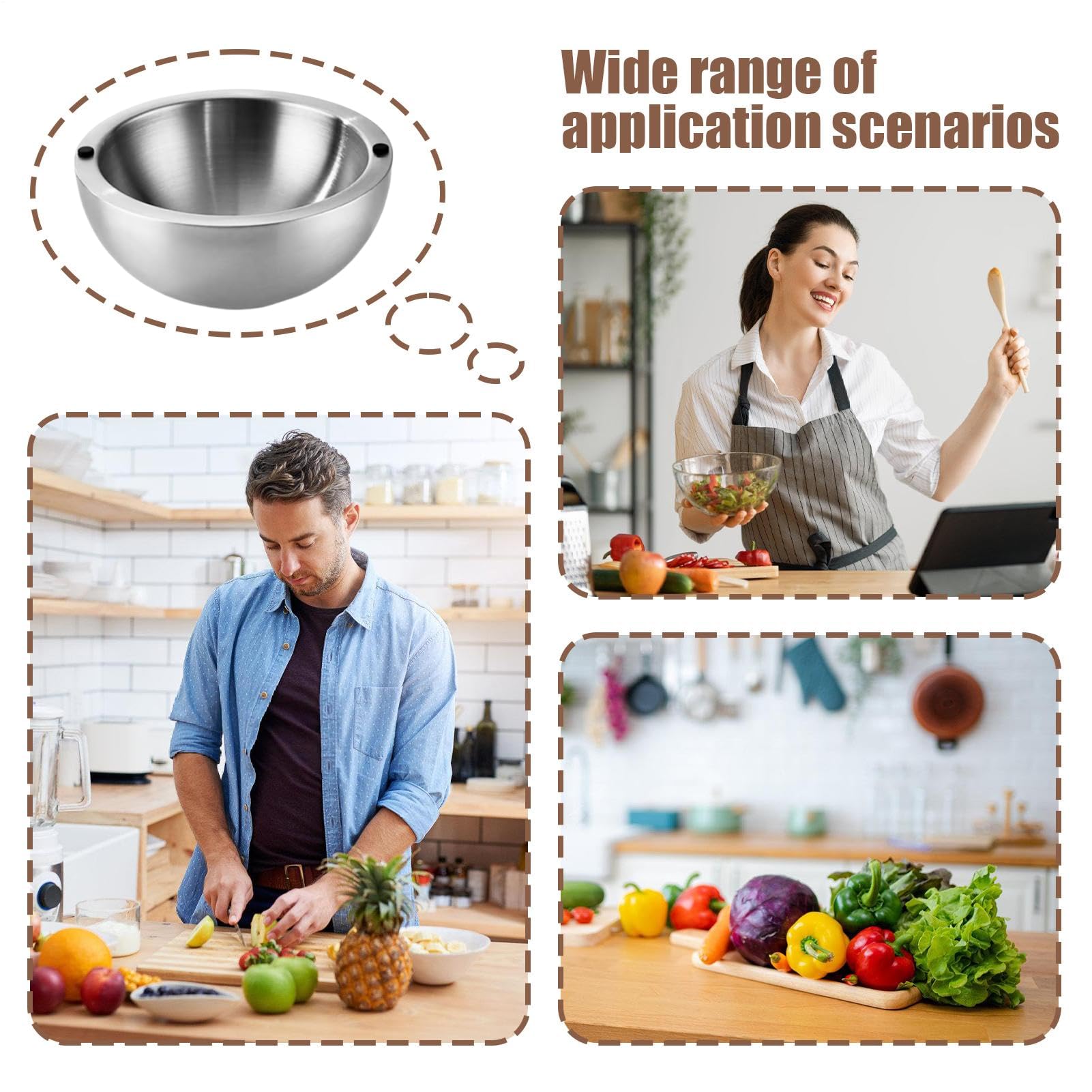 Ciotole Da Servizio In Acciaio Inossidabile Contenitore Rotondo Alimentare | Refrigerante Intingoli Per Salsa Condimenti Salse Insalate Alimenti Caldi Freddi Antipasti Spezie