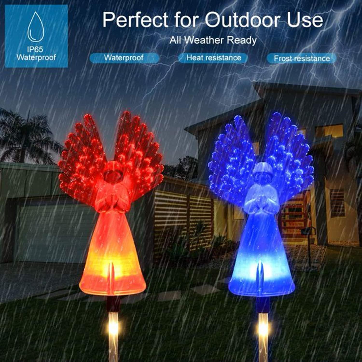 YHGSEE Solar Angel Light Outdoor, Multi Color Changing LED Garden Lights, Landscape Path Lights Gifts for Housewarming Mom Women, Garden Decor for Outside Grave Yard Patio, Mother's Day, 2 Pack