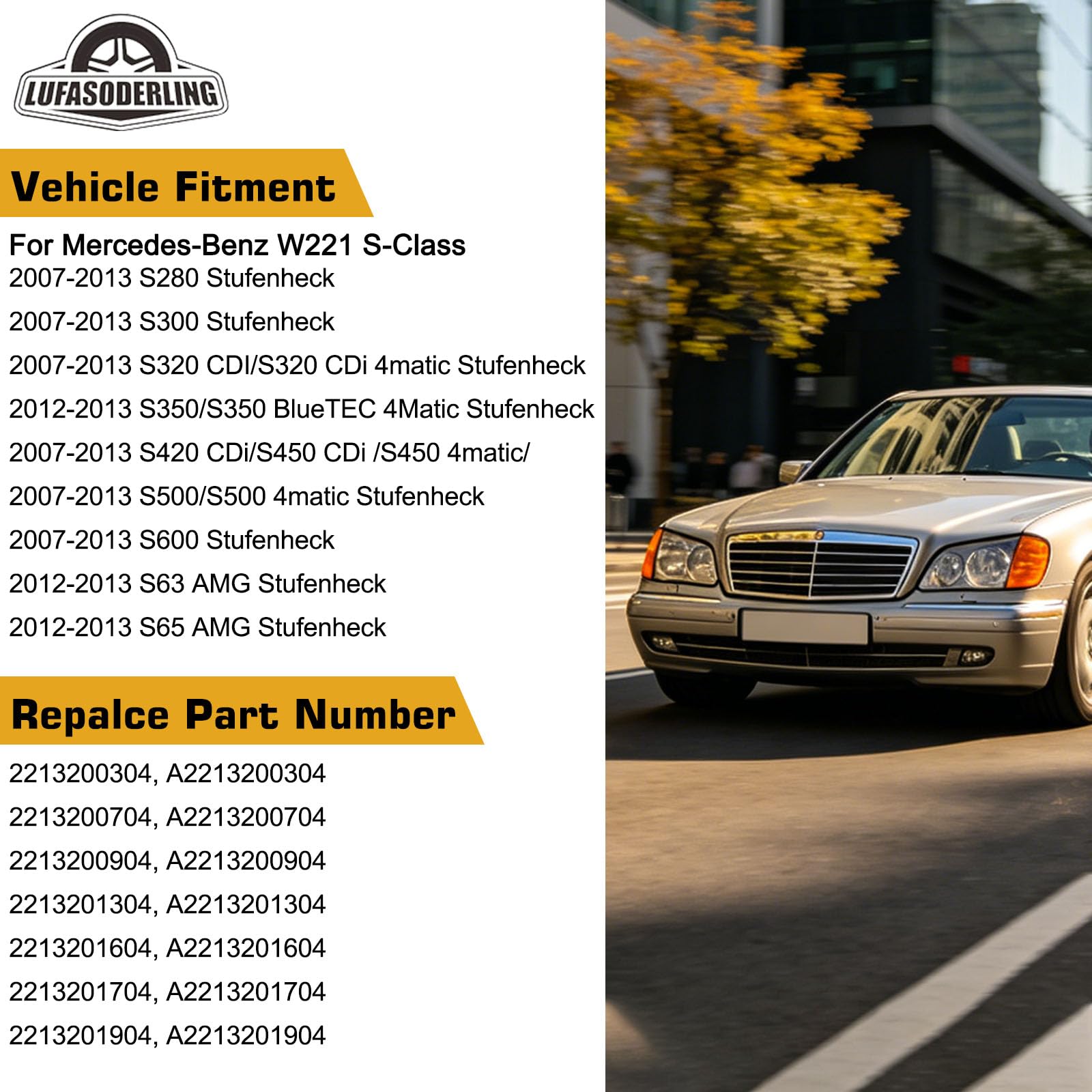 Compressore per Sospensioni Pneumatiche Compatibile con Mercedes-Benz W221 W166 ML250 ML350 ML400 ML500 ML550 ML63 AMG X166 GL350 GL450 GL500 GL63 AMG 2213200304 2213201704