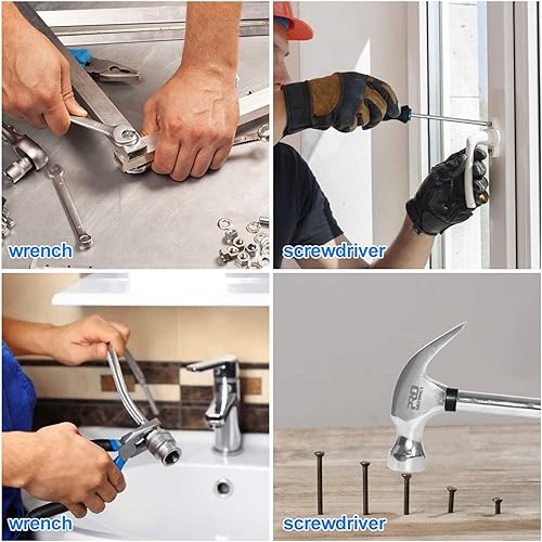 Miniatura 6 de Kit de herramientas de hardware, llave multiusos, caja de herramientas de mano, 198 piezas, juego de herramientas de reparación para el hogar, kit