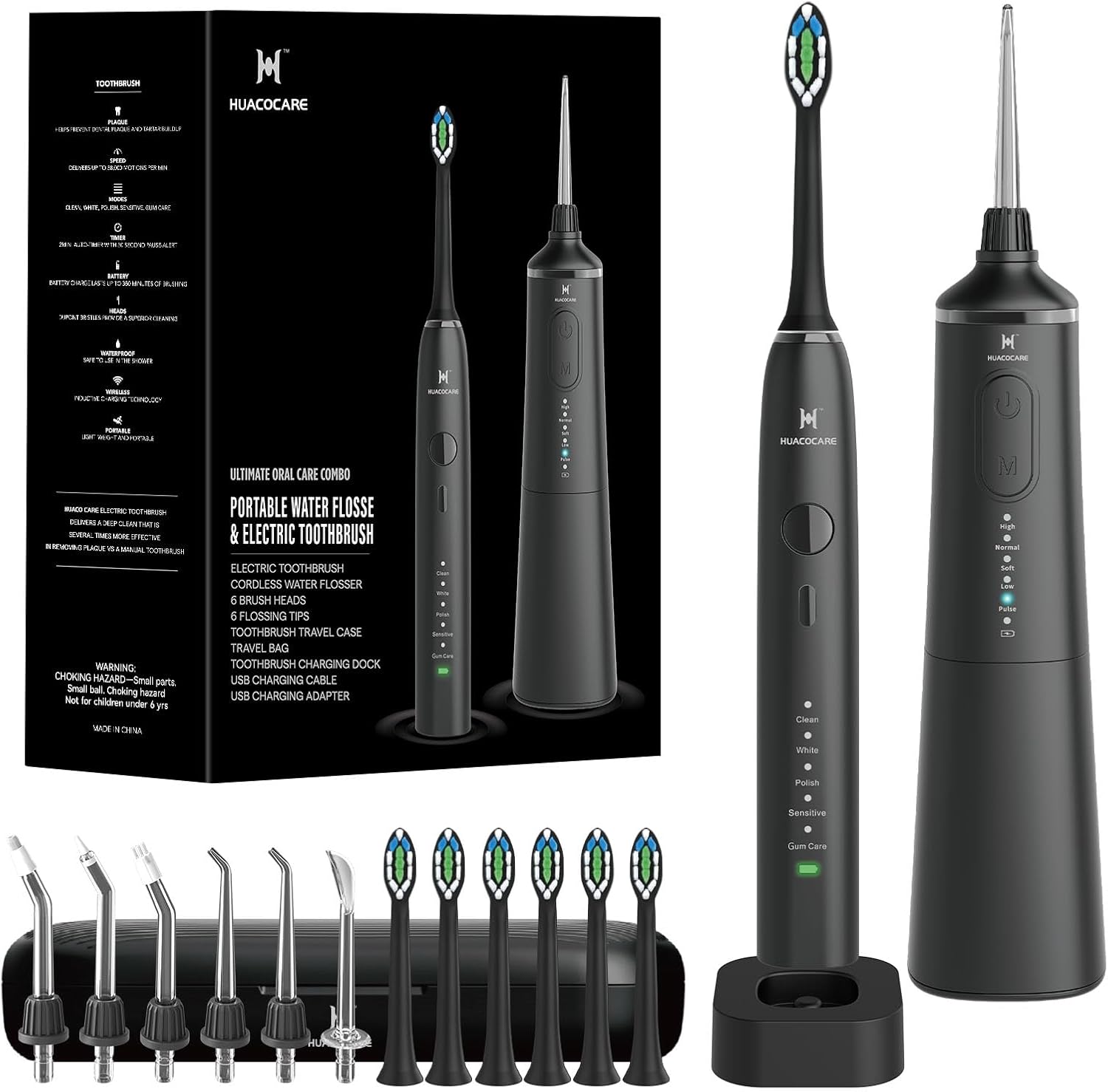 Kit de cuidado dental profesional mejorado irrigador dental de 5 modos y cepillo de dientes eléctrico sónico de 50,000 VPM  Juego de limpieza oral