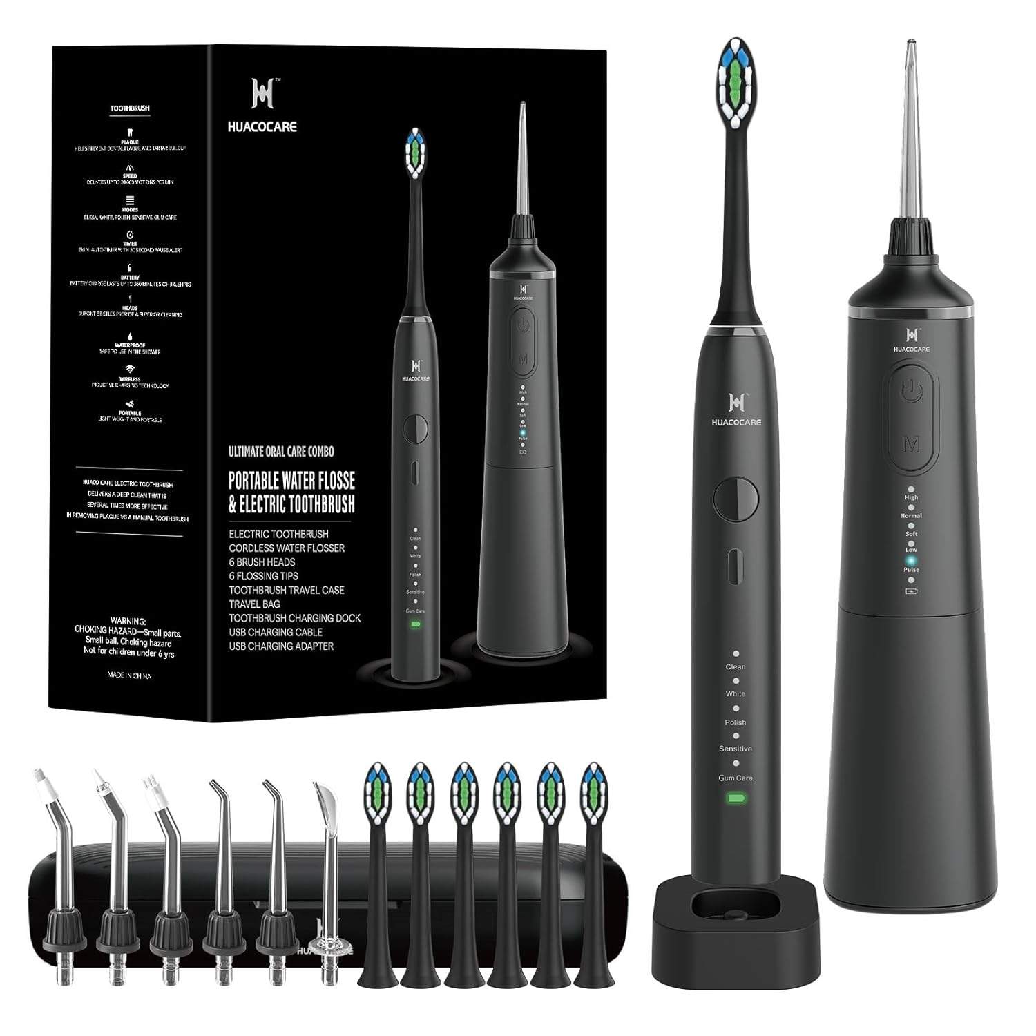 Upgraded Pro Dental Care Kit 5-Mode Water Flosser 50 000 VPM Sonic Electric Toothbrush Premium Oral Clean Set