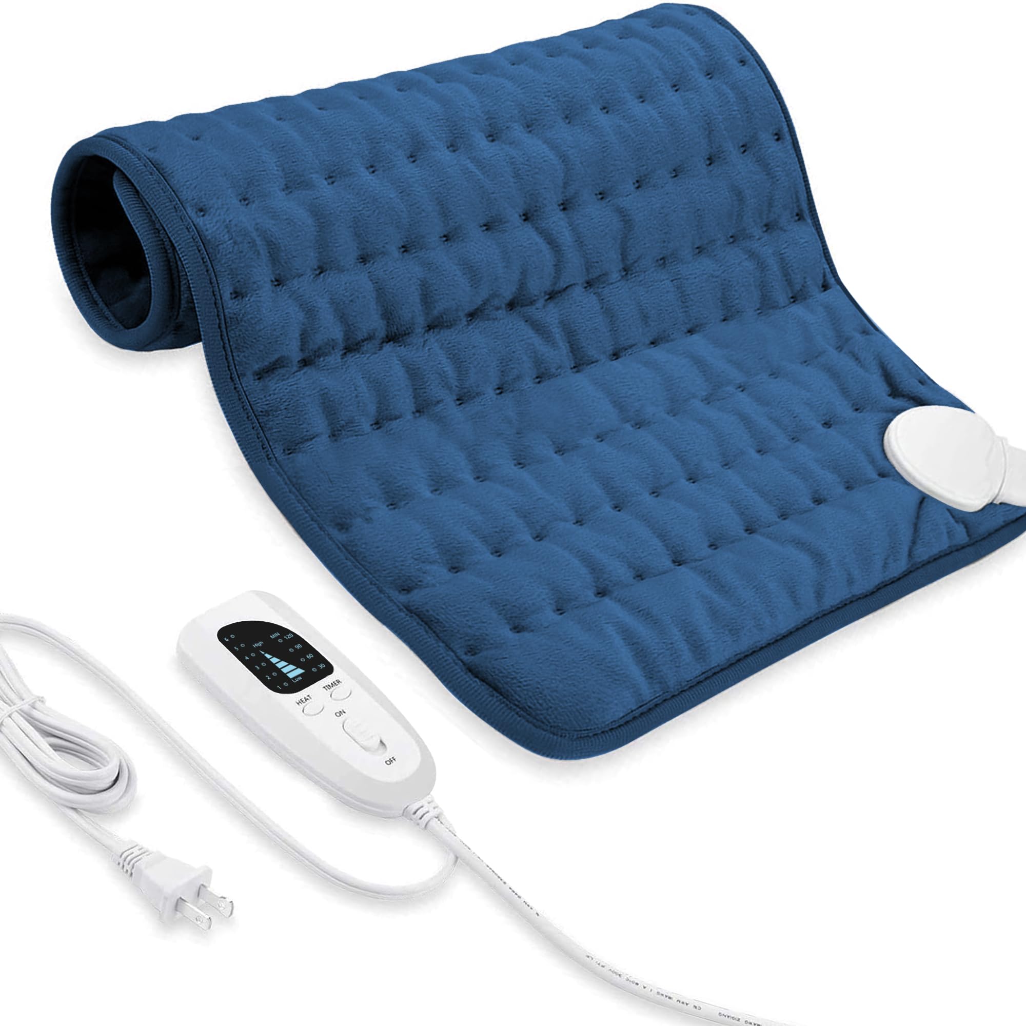 24"X20" Electric Heating pad with 6 Heat Settings, Auto Shut Off, Dark Blue Dry Electric Heating for Back Neck Knee Arms Legs Shoulder Heat Pads for