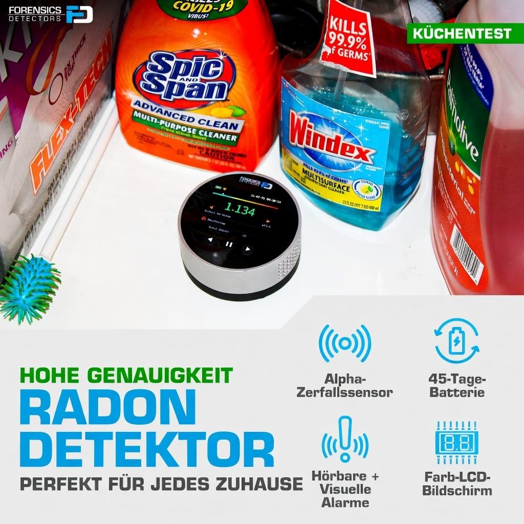 Radondetektor | Für Mieter Und Eigentümer | Radon Messgerät | Sensorlebensdauer 20 Jahre