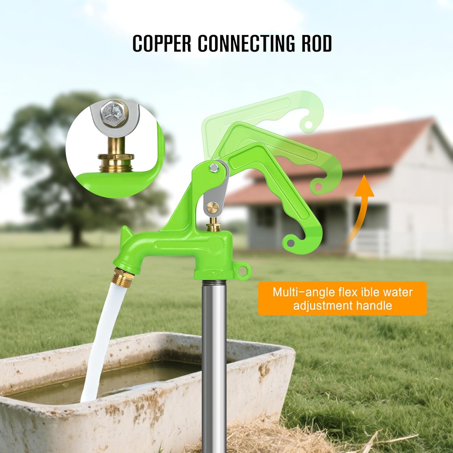 GALAX PRO Freeze Proof Outdoor Hydrant Head with 3/4" Pipe Connection, 1" NPT Galvanized Pipe Thread, No Lead -Perfect for Yard, Garden, Farm, Pasture Irrigation & Drinking (Pipe Not Included)