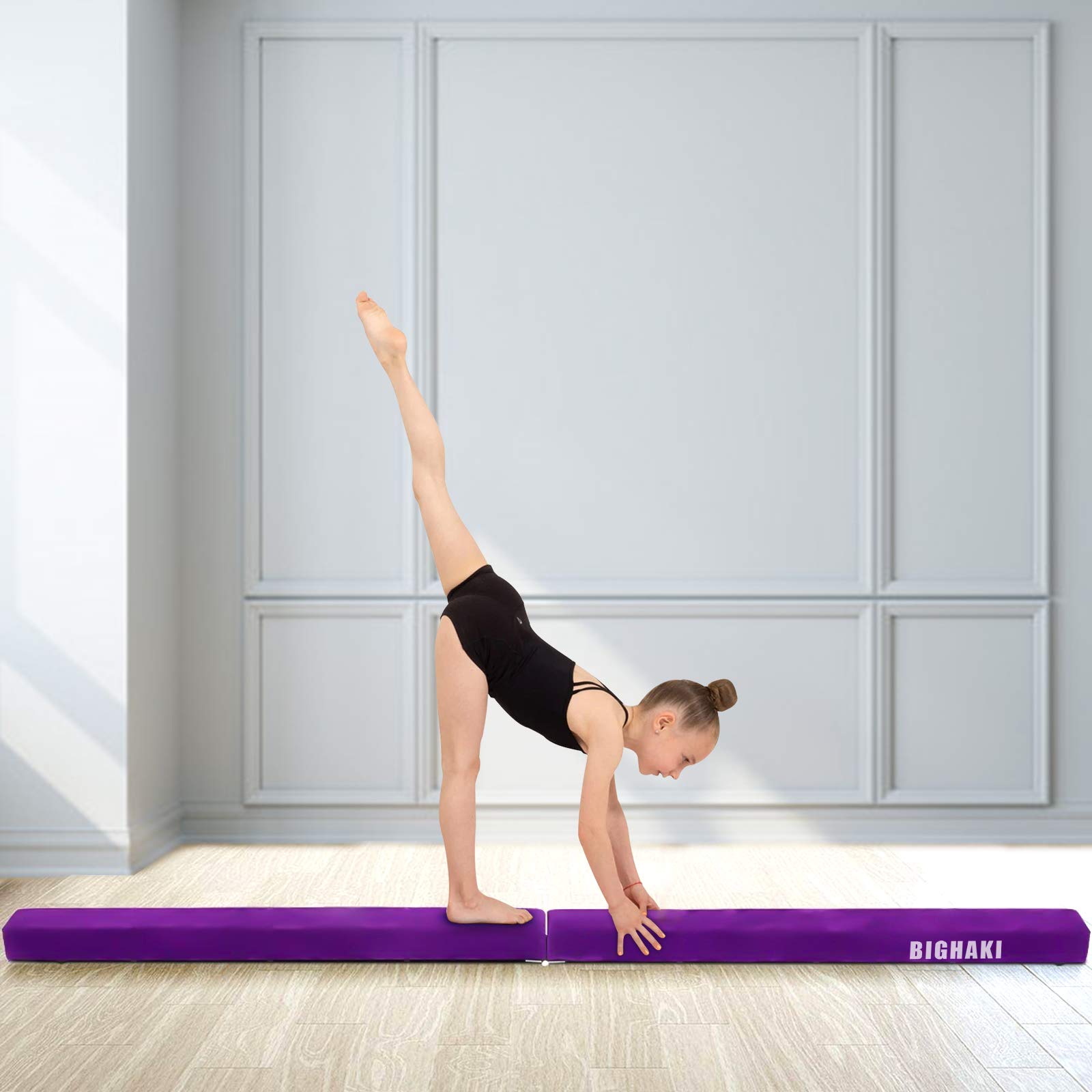 Trave da ginnastica pieghevole da 8 piedi, attrezzatura da ginnastica da pavimento per ginnasti, bambini e adulti, base in gomma antiscivolo, barra di bilanciamento professionale per