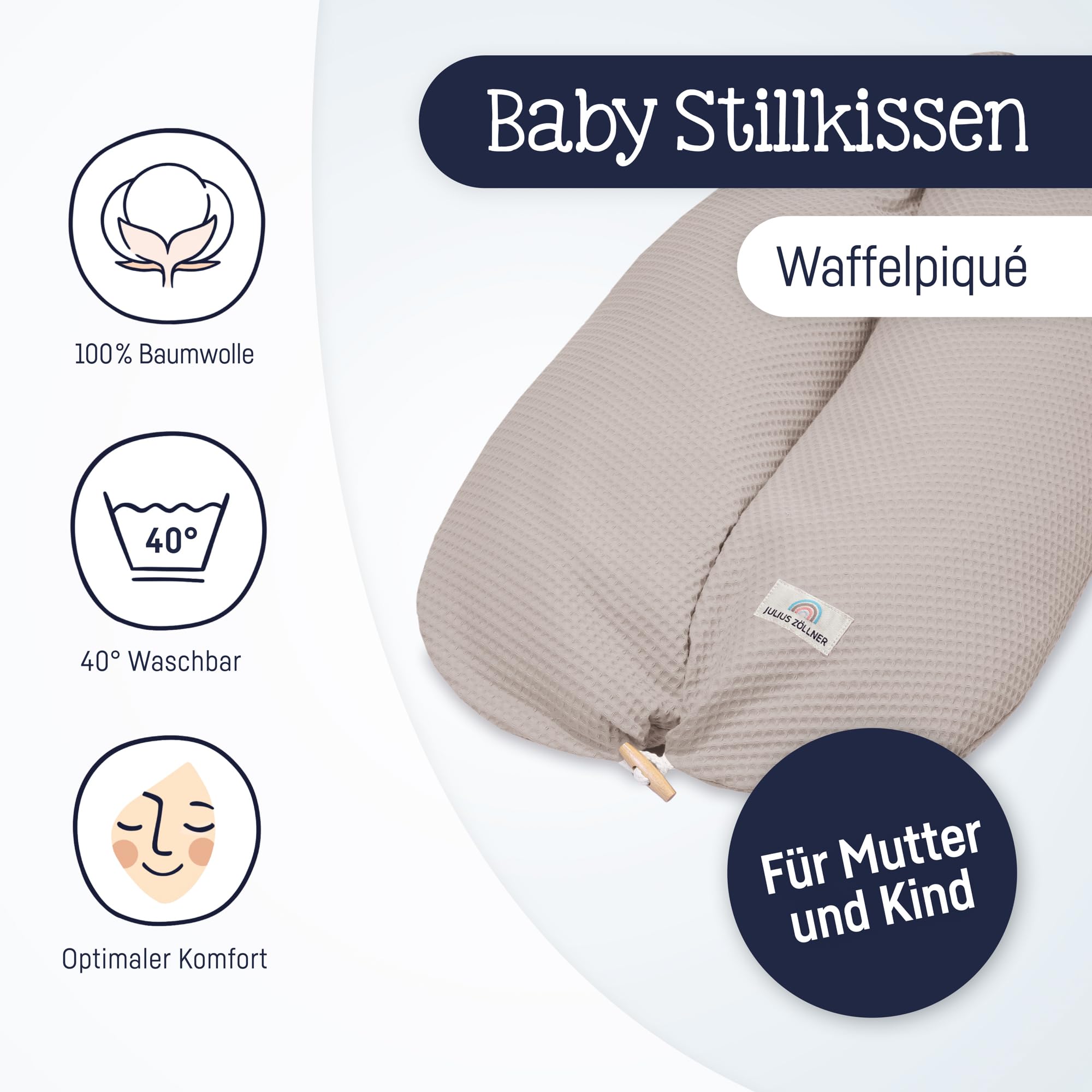 Julius Zöllner Stillkissen Nappi 190 Waffelpiqué Nougat