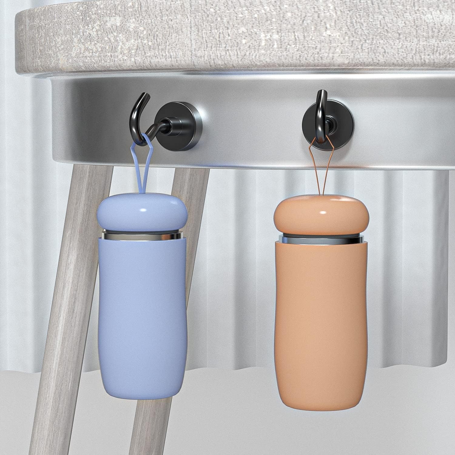 FINDMAG Paquete de 100 ganchos magnéticos de neodimio de 25 libras para colgar, ganchos magnéticos con gancho para baño, cocina, toalla, oficina, garaje, color plateado