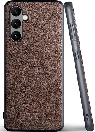 AIORIA for Samsung Galaxy A55 Premium Leather Cover Retro Design Full Protective Phone Case for Samsung Galaxy A55 5G Coffee, A55