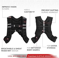 TrainHard 10 kg Súlymellény - X-Stílusú Edzőmellény Erőnléti Edzéshez, Futáshoz, Fitness Tréninghez - Állítható Neoprén Súlyruházat 5