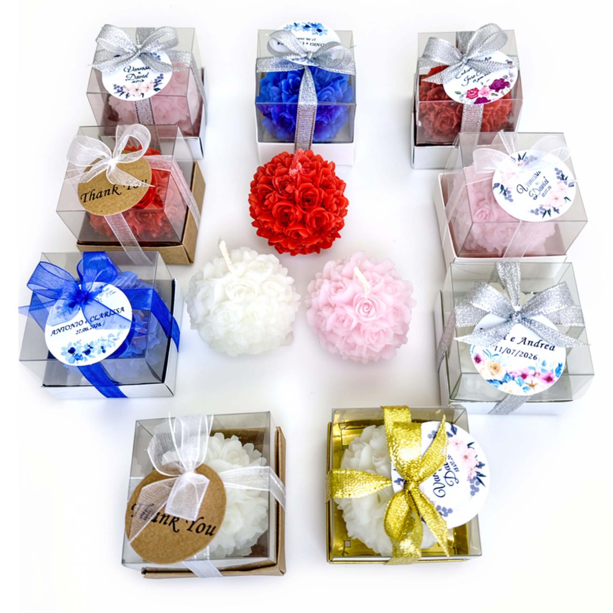 cadeau mariage invité bougie personnalisée, Rose 50 Pièces parfumées bougie remerciement Idée petit cadeau pour merci baptêmes our mariage, cadeaux de fête, fiançailles