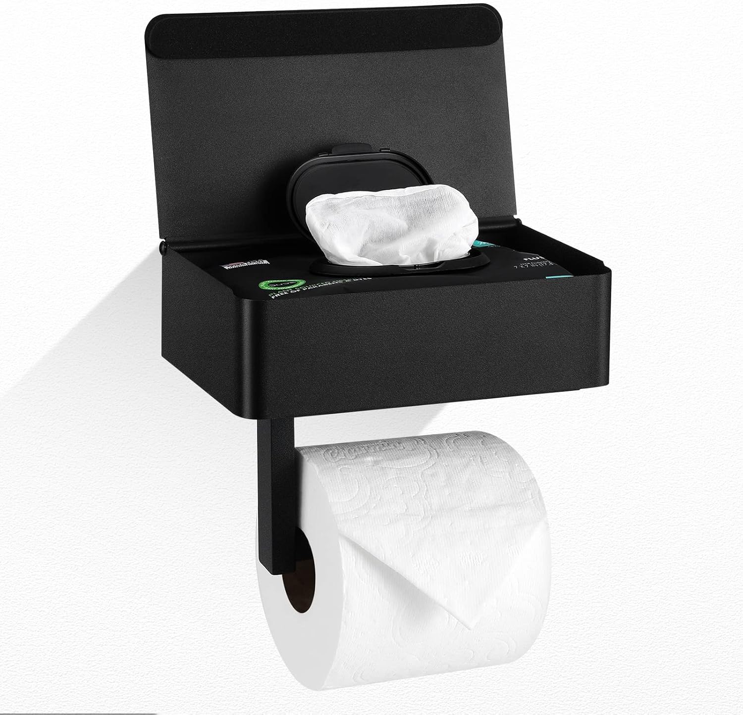 Toilet Paper Holder with Storage, Supforce Black Toilet