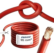 EBROM Batteriekabel hochflexibel Hi-Flex (Hi Flex) 95mm2 Kabel – Meterware in ROT - sehr biegsam – Mantel aus PVC (70 ± 5 Shore) 99,9%% OFC Kupfer 95 mm² - als Starterkabel, Ladekabel oder ähnliches